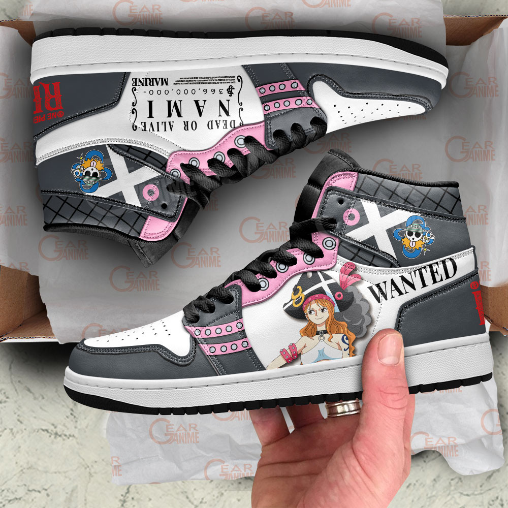 Nami JD1s Sneakers One Piece Red Anime Shoes, Air Jordan Hightop