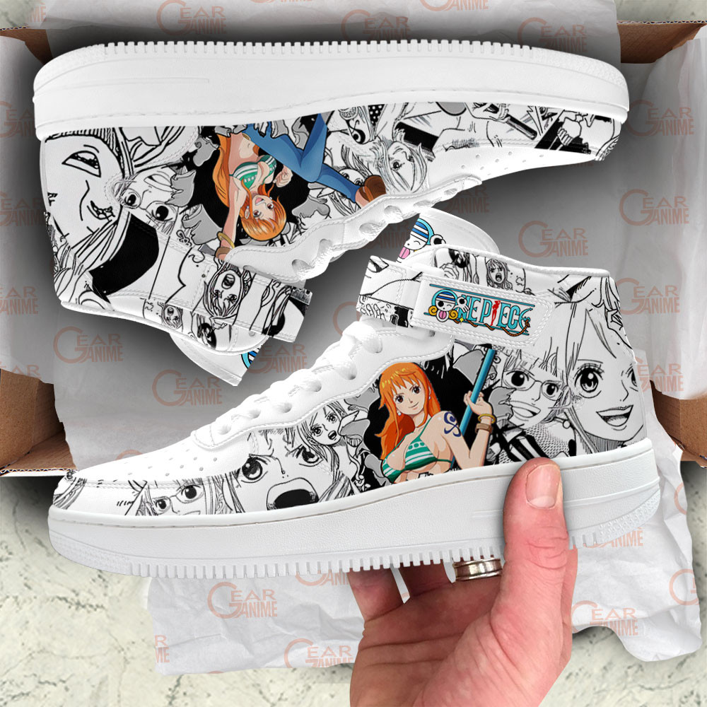Nami Sneakers Air Mid One Piece Custom Anime Shoes Mix Manga