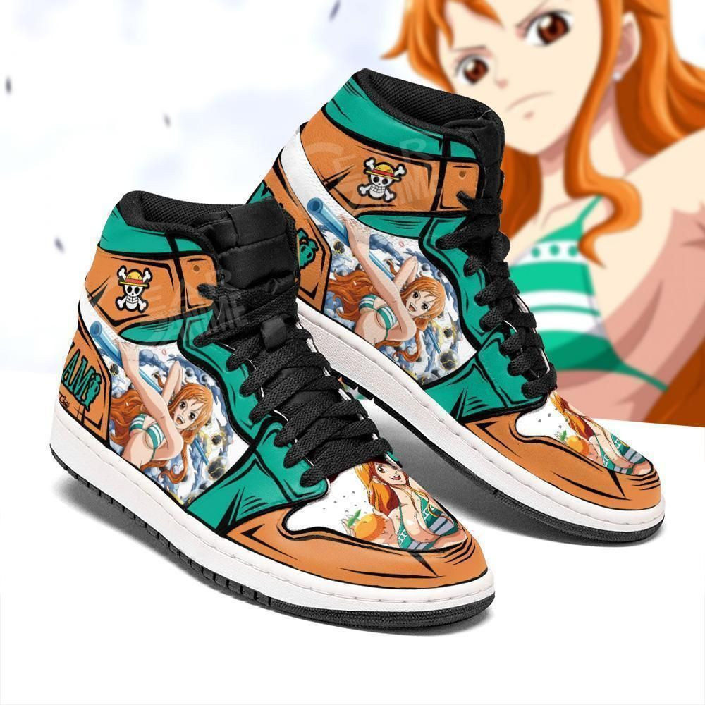 Nami Sneakers Clima Tact Skill One Piece Anime High Top Air Jordan Sneaker, Air Jordan Hightop