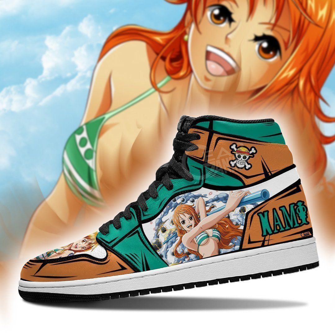 Nami Sneakers Clima Tact Skill One Piece Anime High Top Air Jordan Sneaker, Air Jordan Hightop
