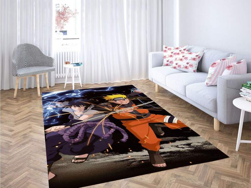 Naruto And Sasuke Wallpapers Carpet Rectangle Rug