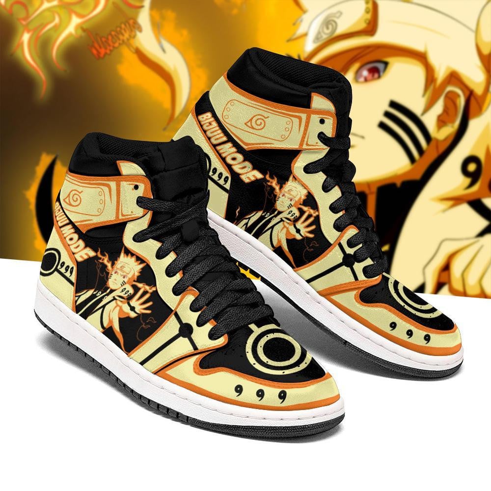Naruto Bijuu Mode JD1s Sneakers Nine-Tails Chakra Shoes, Air Jordan Hightop