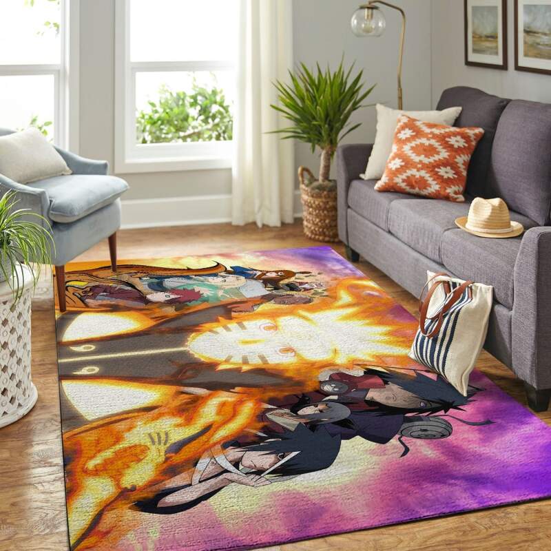 Naruto Themed Living Room Area Rectangle Rug