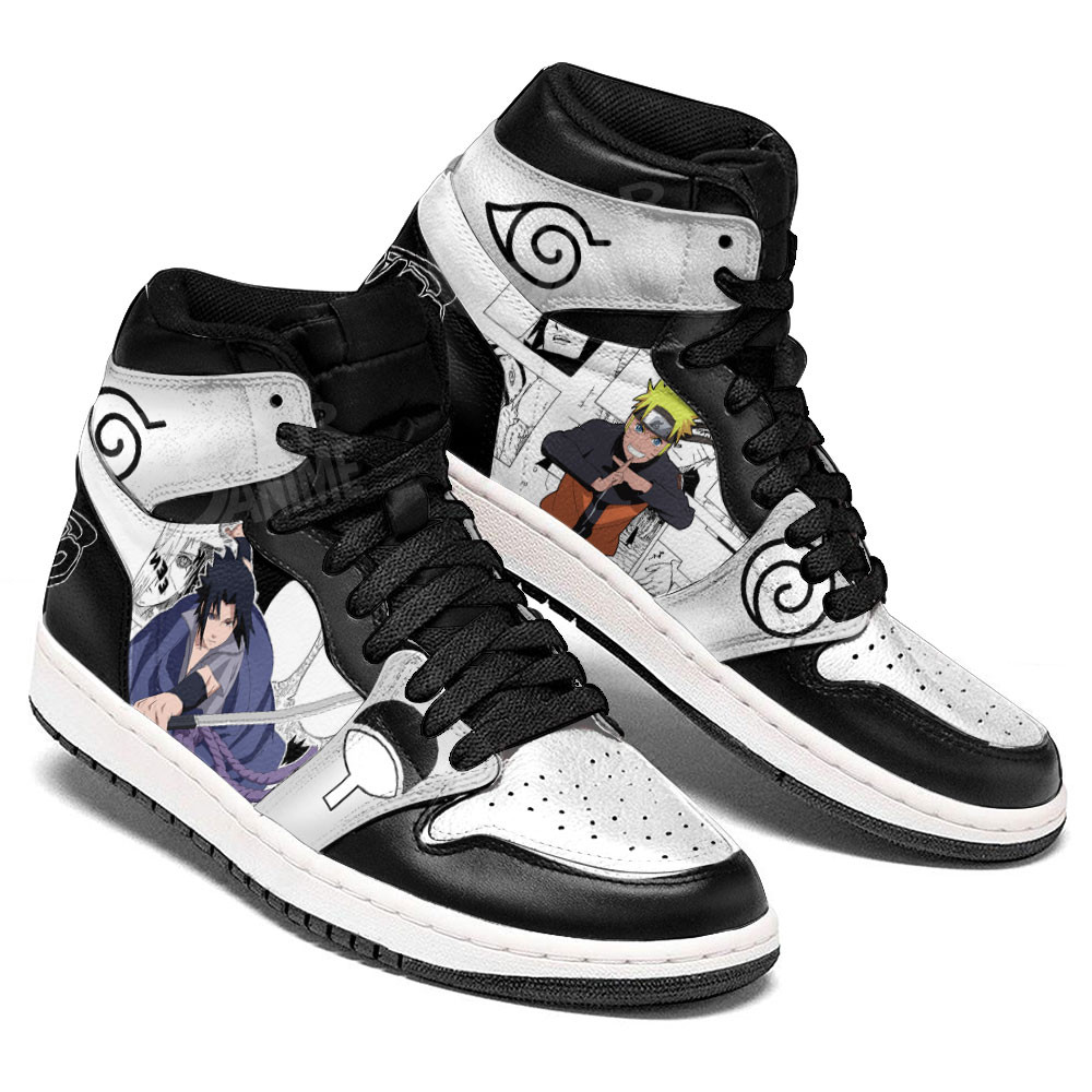 Naruto Uzumaki and Sasuke Uchiha JD1s Sneakers Manga Anime Shoes, Air Jordan Hightop