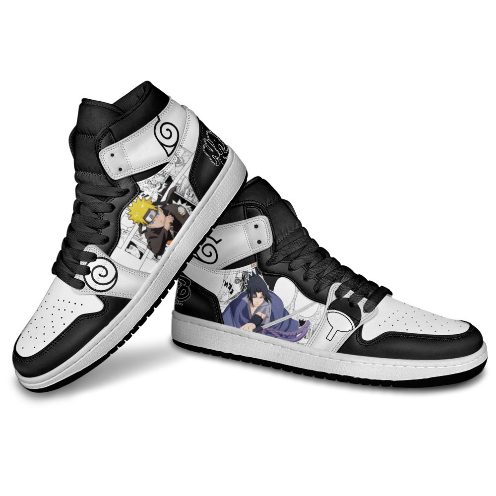 Naruto Uzumaki and Sasuke Uchiha JD1s Sneakers Manga Anime Shoes, Air Jordan Hightop