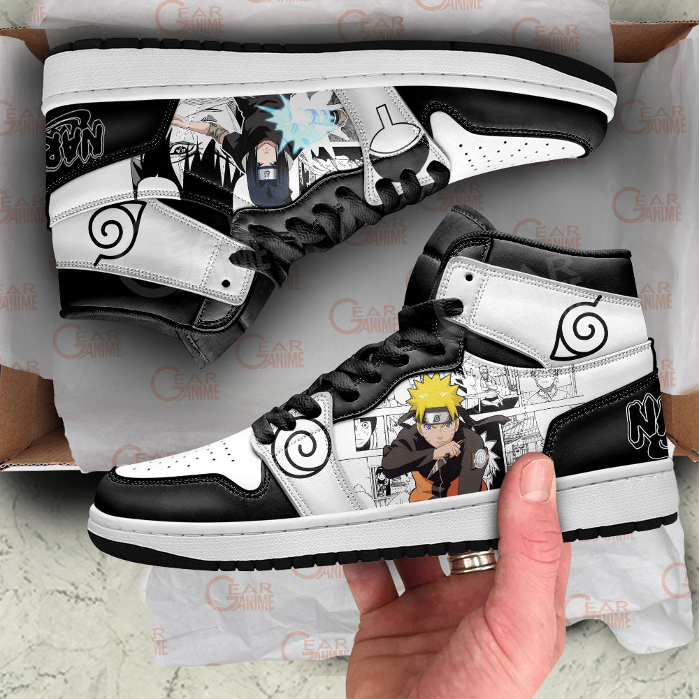 Naruto Uzumaki and Sasuke Uchiha JD1s Sneakers Manga Anime Shoes, Air Jordan Hightop