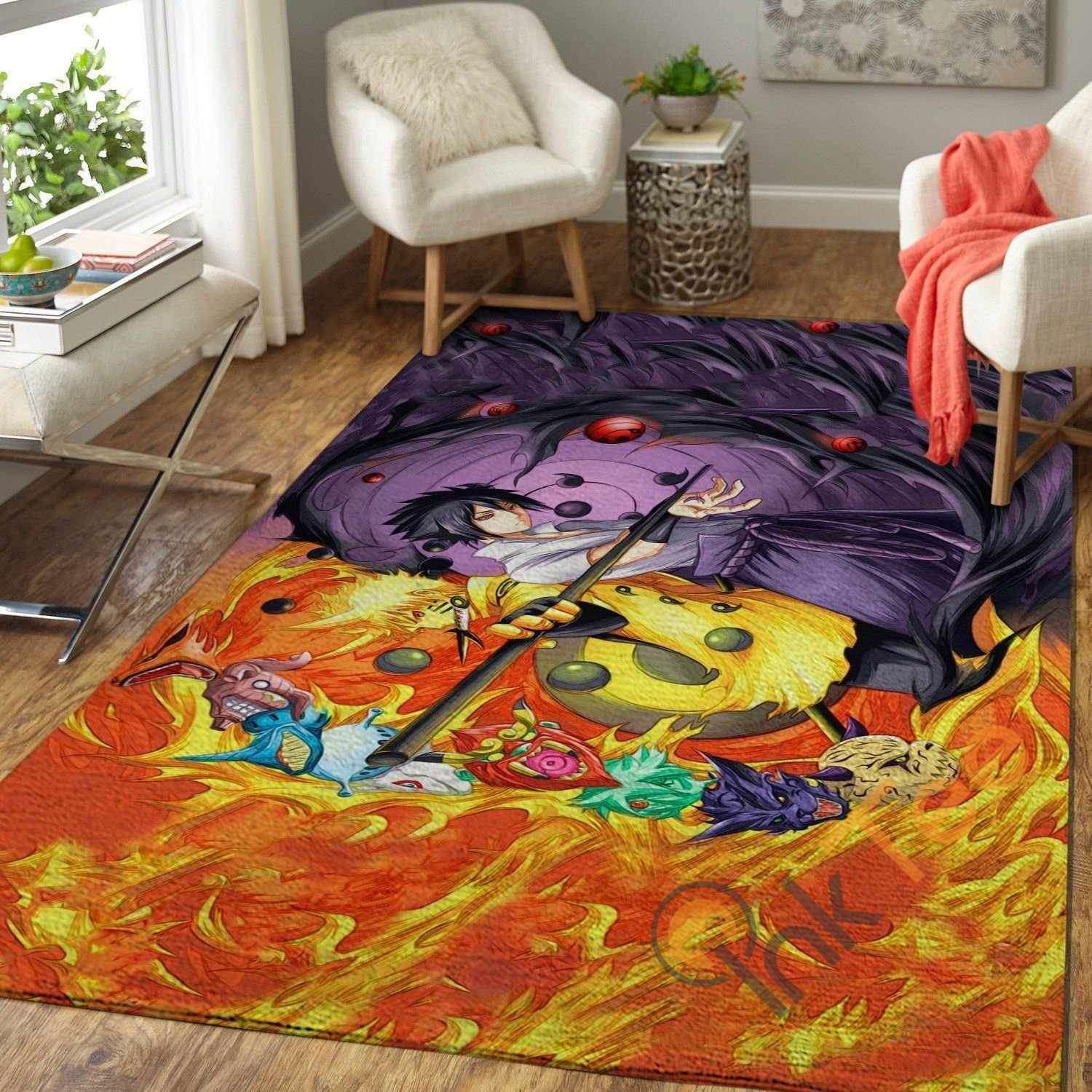 Naruto Vs Sasuke Area Rectangle Rug