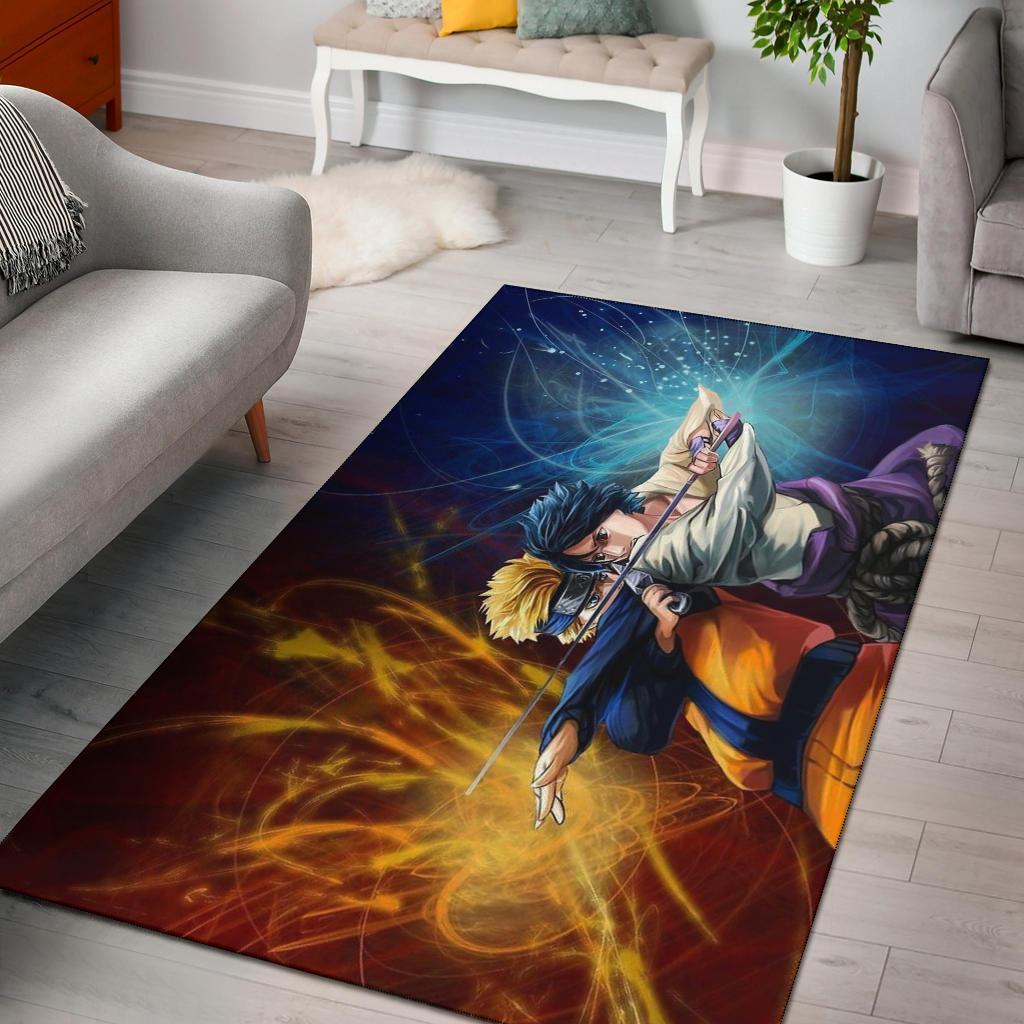 Naruto Vs Sasuke Hd Art Area Rectangle Rug