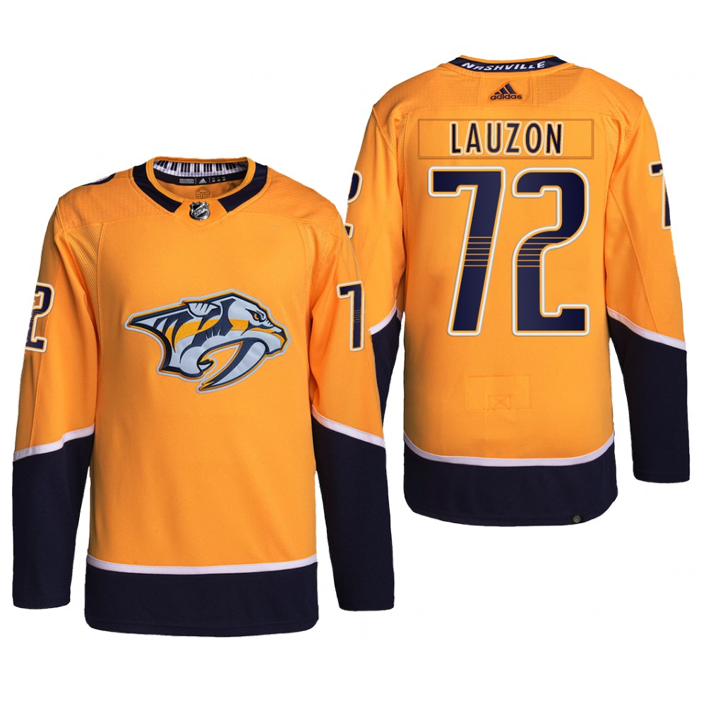 Nashville Predators 2022 Home Jersey Jeremy Lauzon Gold #72 Primegreen Pro Uniform