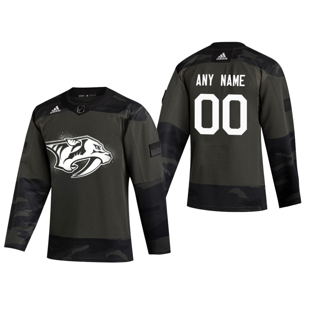 Nashville Predators Custom #00 2019 Veterans Day Camo Practice Jersey