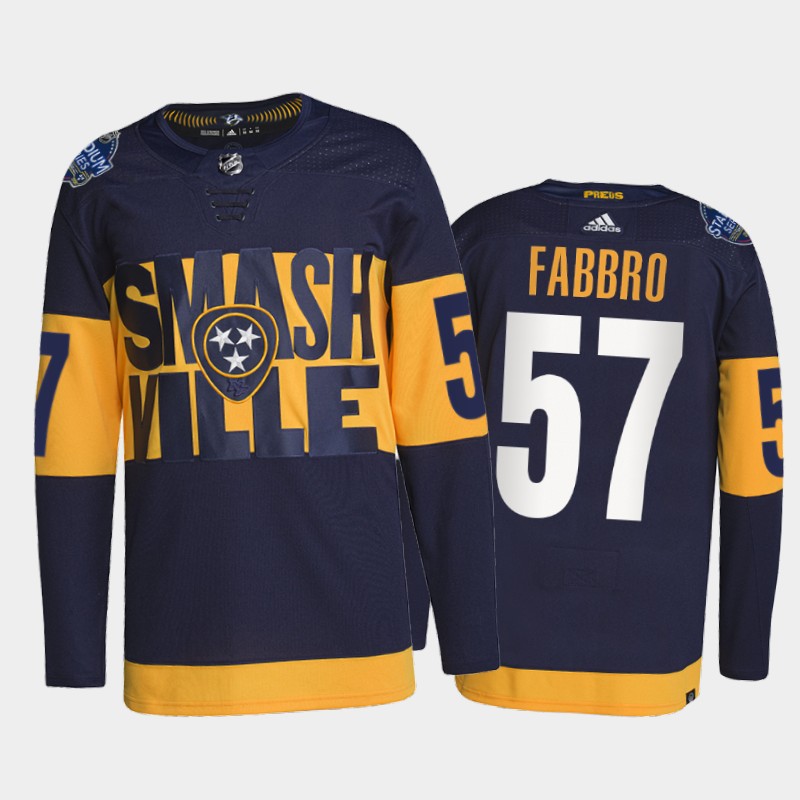 Nashville Predators Dante Fabbro 2022 Stadium Series Jersey #57 Navy Primegreen Uniform