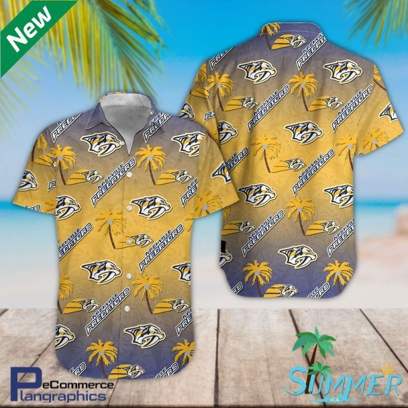 Nashville Predators Ice Hockey Team Hawaiian Aloha Shirt Hawaiian Beach Shirt