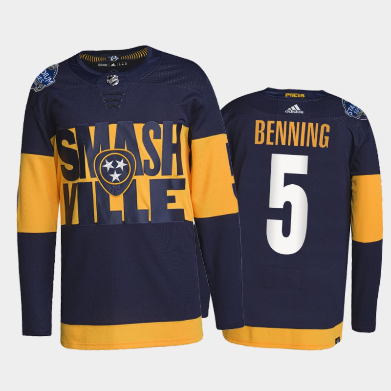 Nashville Predators Matt Benning 2022 Stadium Series Jersey #5 Navy Primegreen Uniform