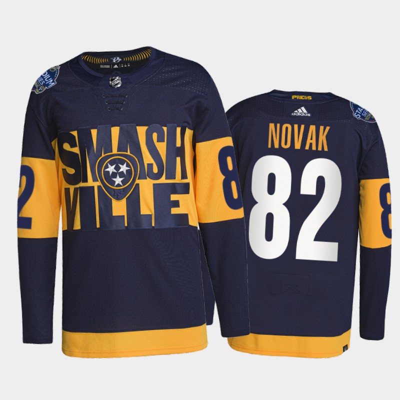 Nashville Predators Tommy Novak 2022 Stadium Series Jersey #82 Navy Primegreen Uniform