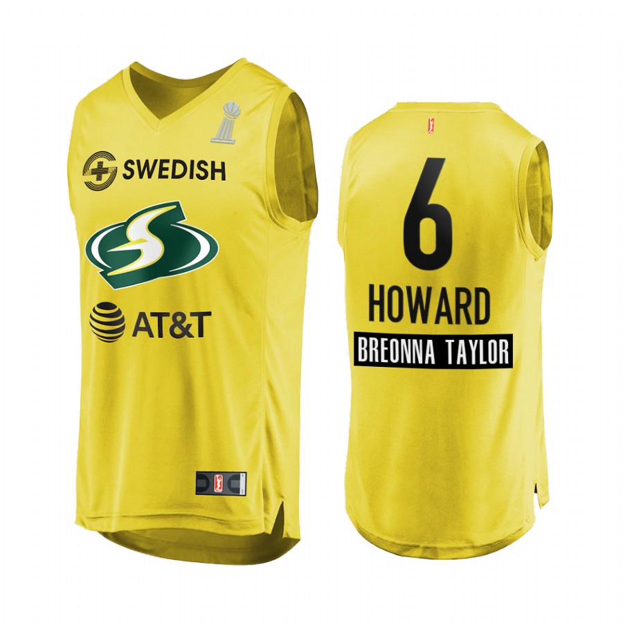 Natasha Howard WNBA 2020 WNBA Finals Champions Men Yellow Jersey