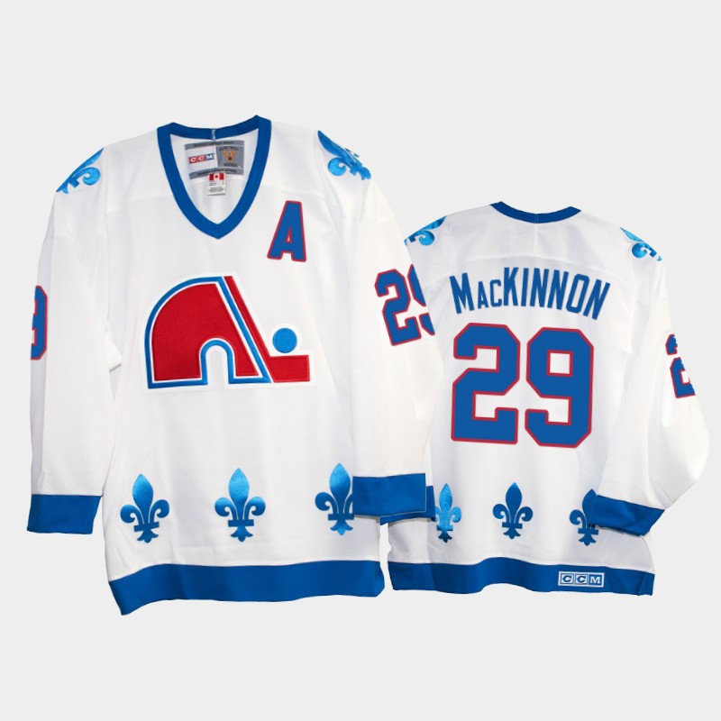 Nathan Mackinnon #29 Quebec Nordiques Heritage Vintage White Jersey