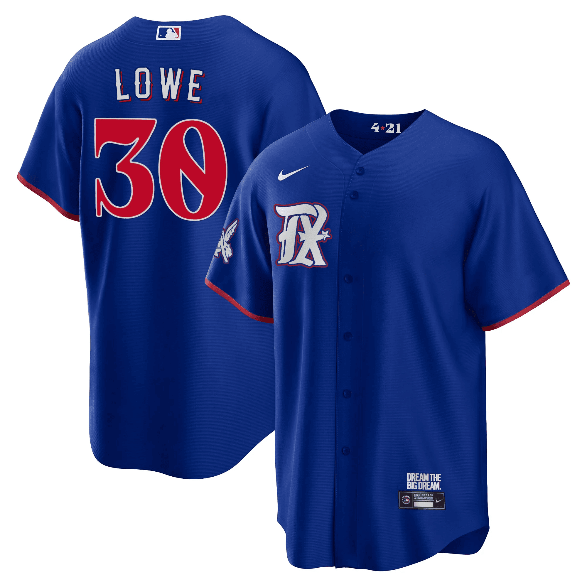 Nathaniel Lowe Men's Texas Rangers 2023 City Connect Collection V2 Cool Royal Jersey - All Stitched