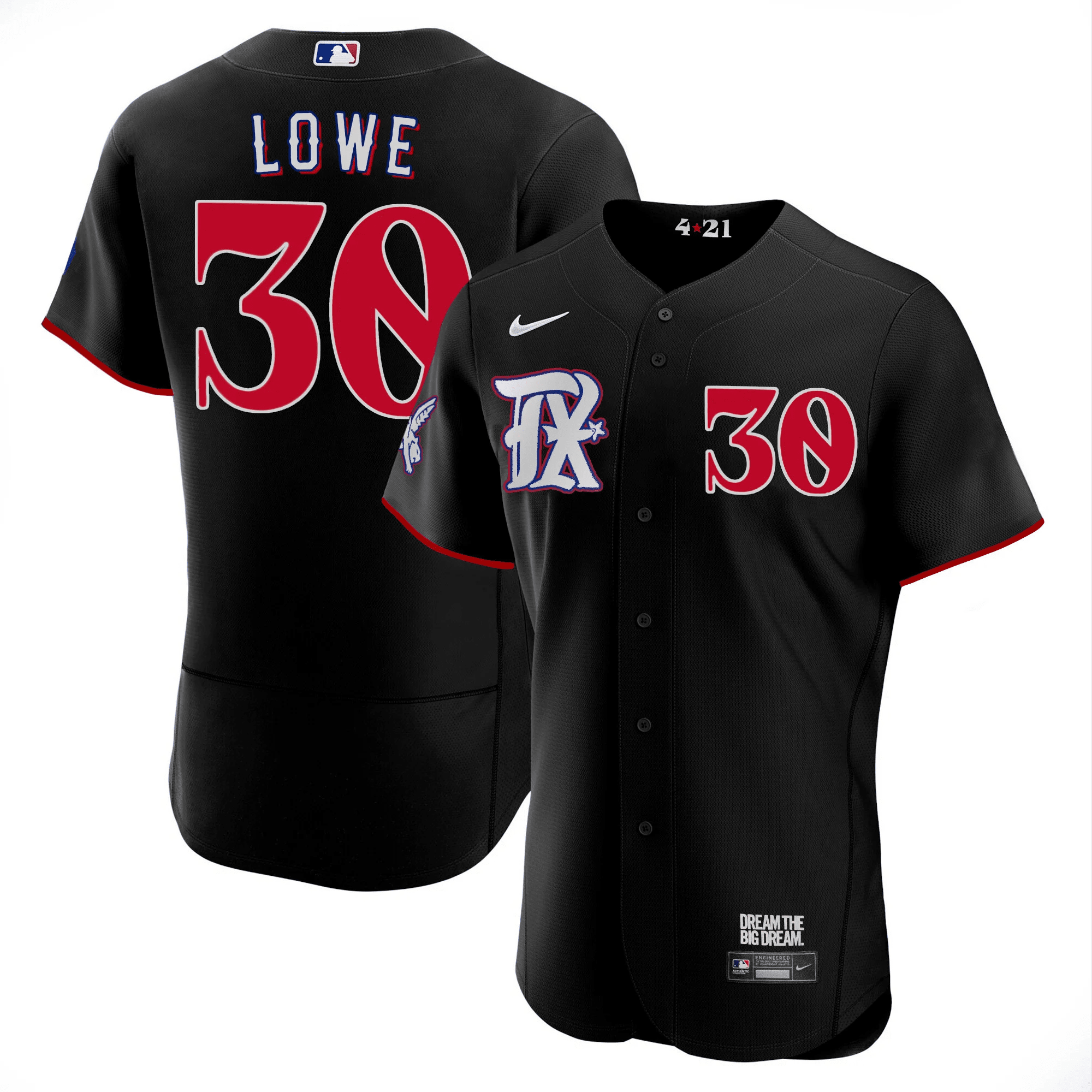 Nathaniel Lowe Men's Texas Rangers 2023 City Connect Collection V3 Flex Black Jersey - All Stitched