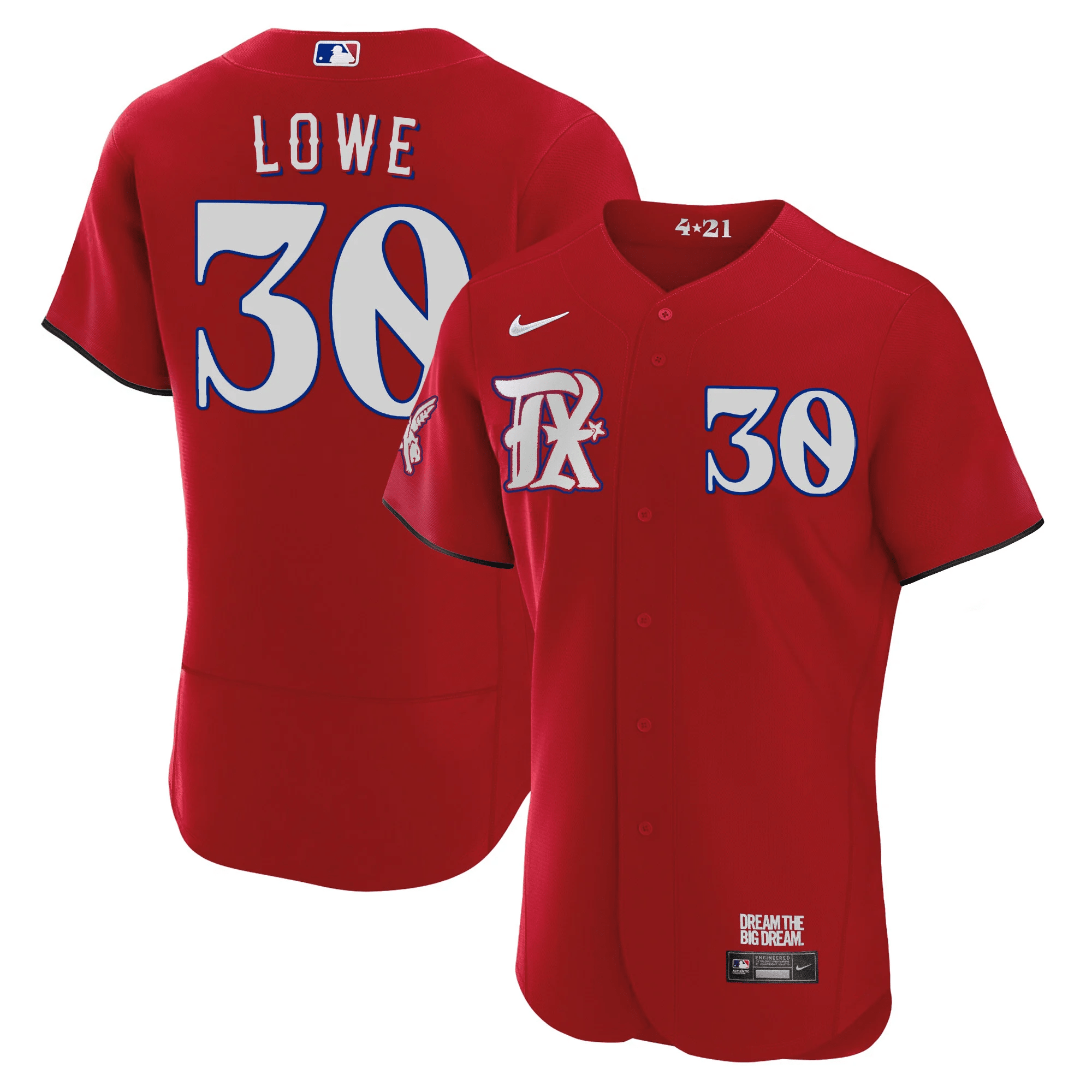 Nathaniel Lowe Men's Texas Rangers 2023 City Connect Collection V3 Flex Red Jersey - All Stitched