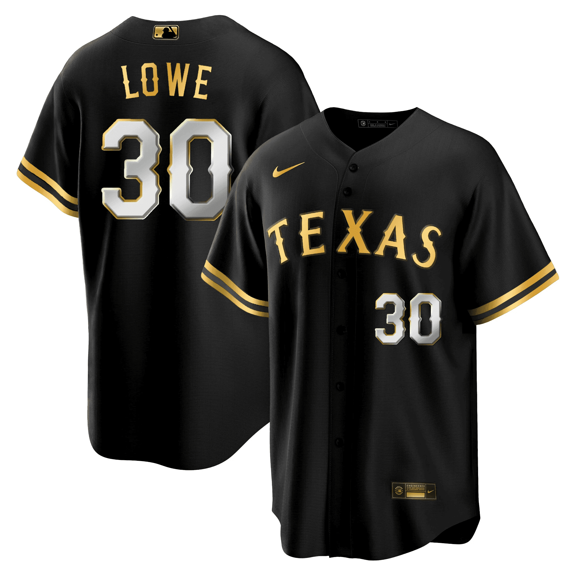 Nathaniel Lowe Men's Texas Rangers 2023 Gold Cool Black Jersey - All Stitched
