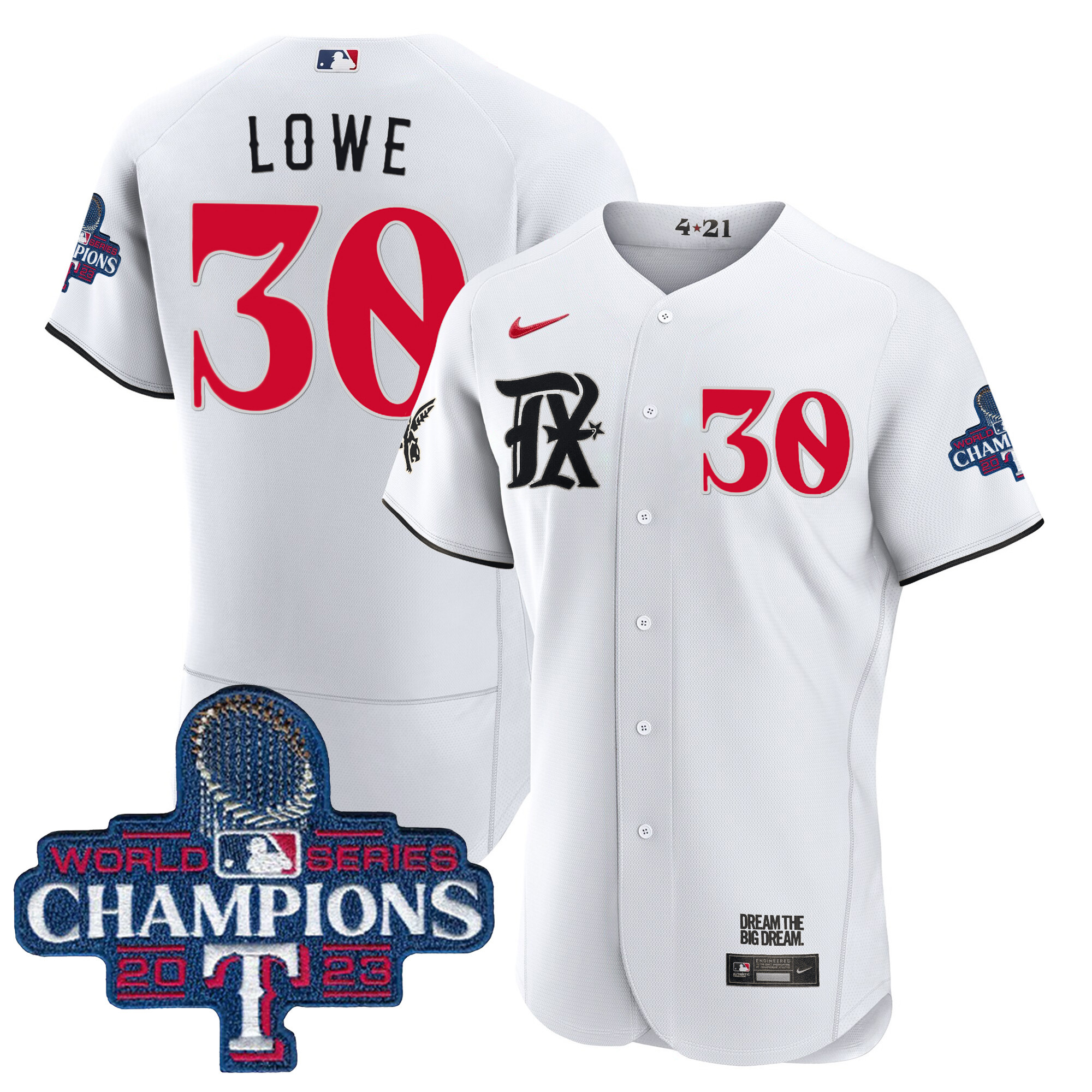 Nathaniel Lowe Men's Texas Rangers 2023 World Series Champions City Connect Flex Base White Jersey - All Stitched