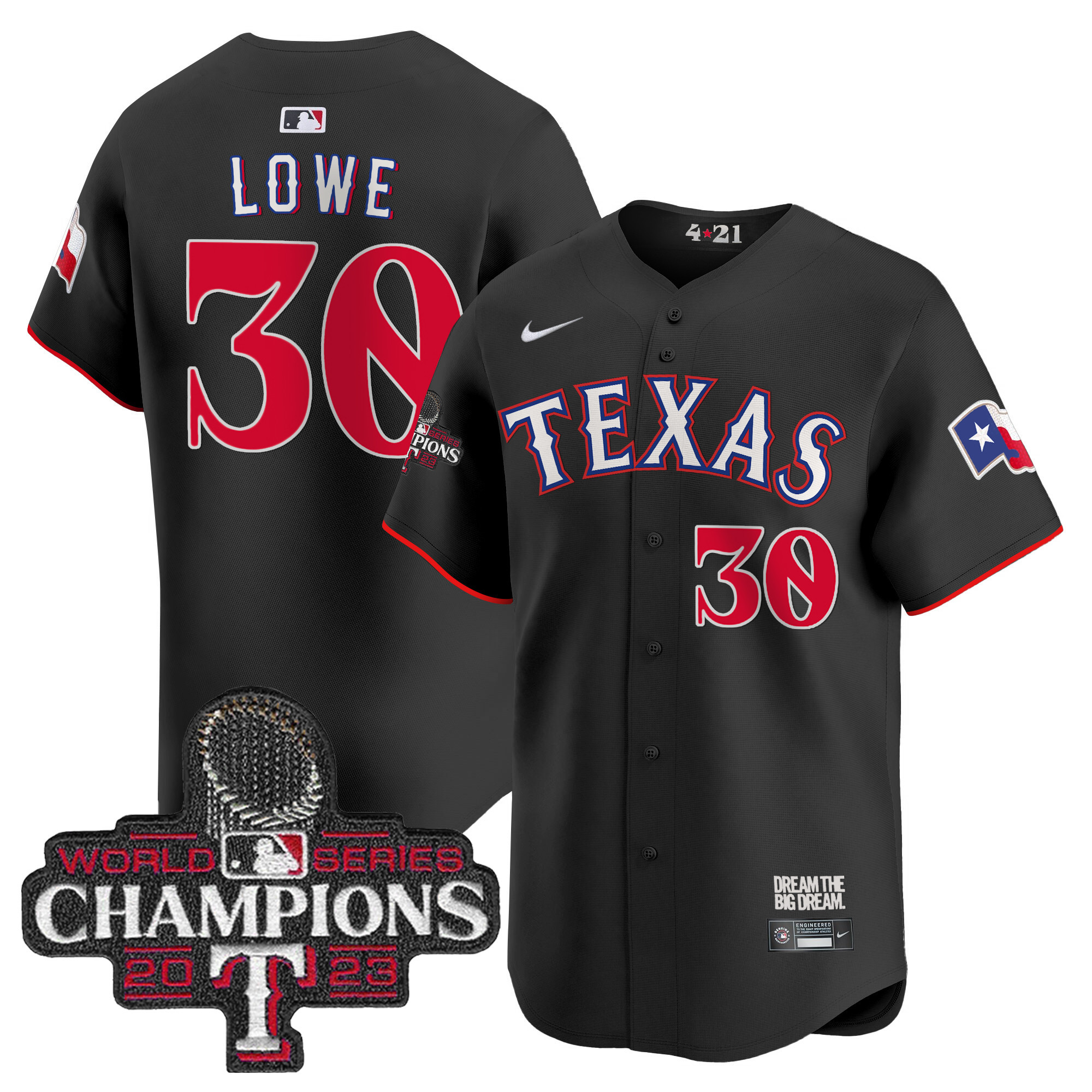 Nathaniel Lowe Men's Texas Rangers 2023 World Series Champions City Connect Vapor Premier Limited Black Jersey - All Stitched