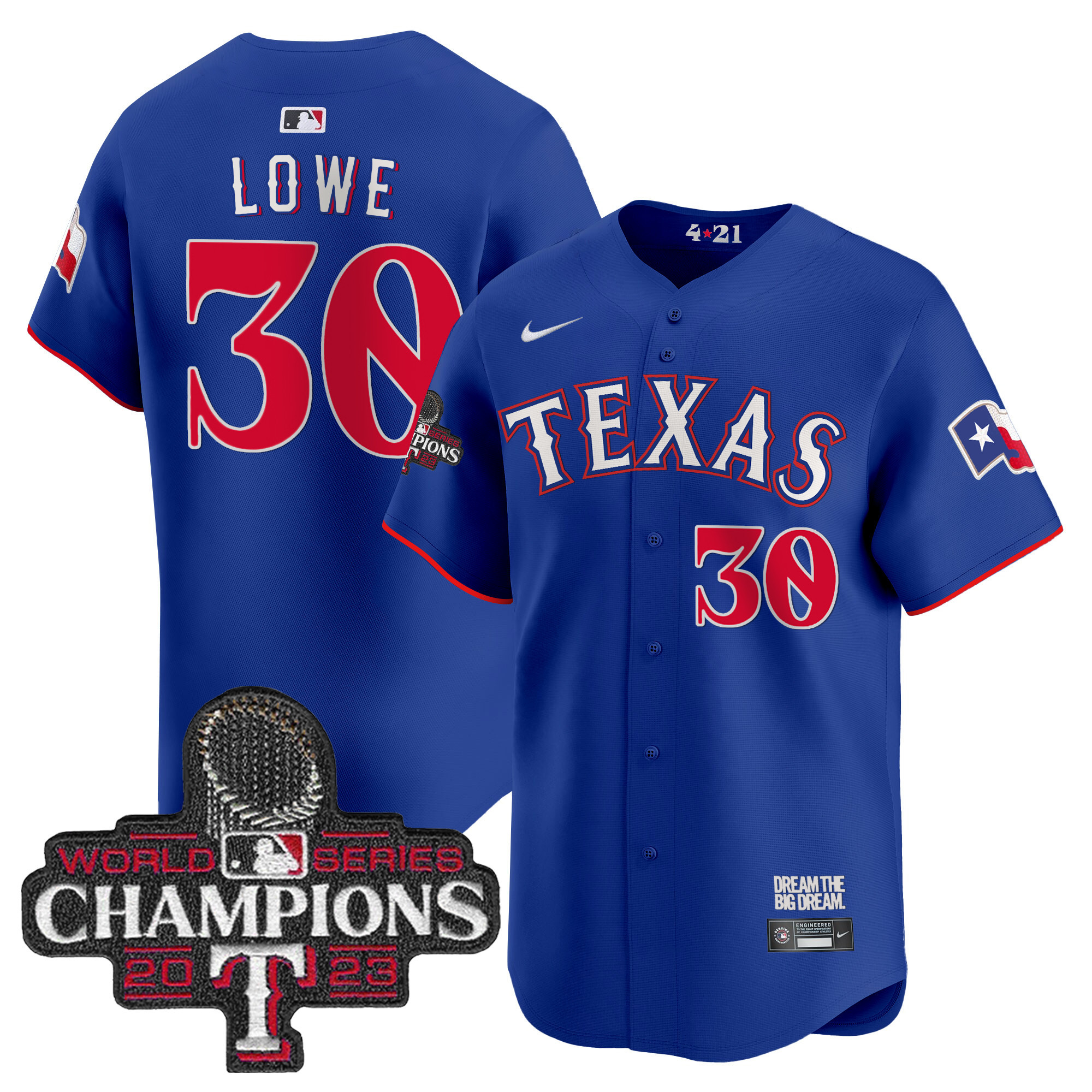 Nathaniel Lowe Men's Texas Rangers 2023 World Series Champions City Connect Vapor Premier Limited Royal Jersey - All Stitched