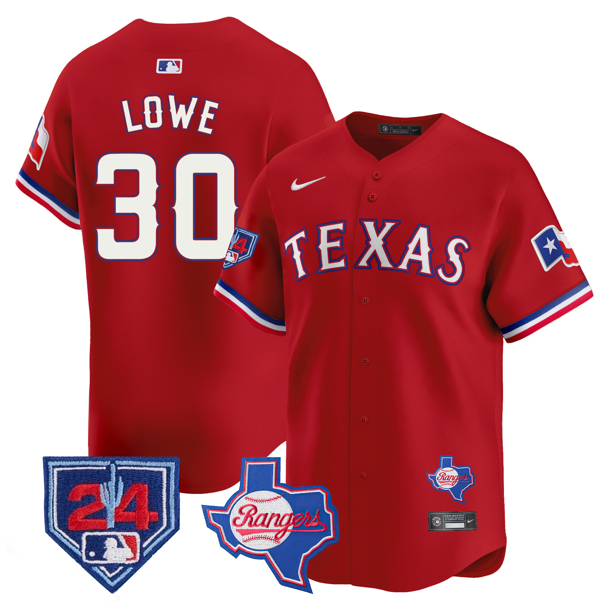 Nathaniel Lowe Men's Texas Rangers 2024 Spring Training Patch Vapor Premier Limited Red Jersey - All Stitched