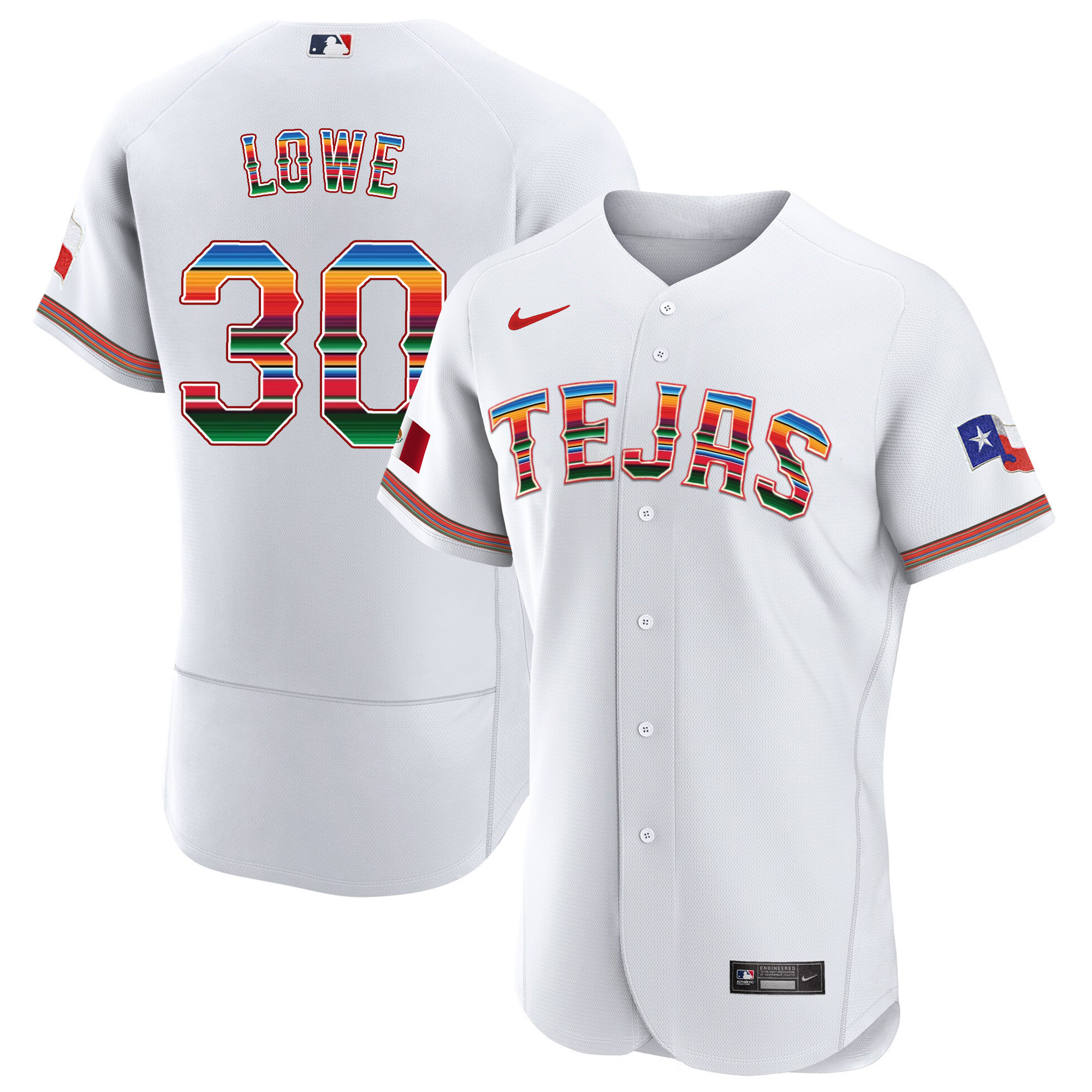 Nathaniel Lowe Men's Texas Rangers Mexican Flex Base White Jersey - All Stitched