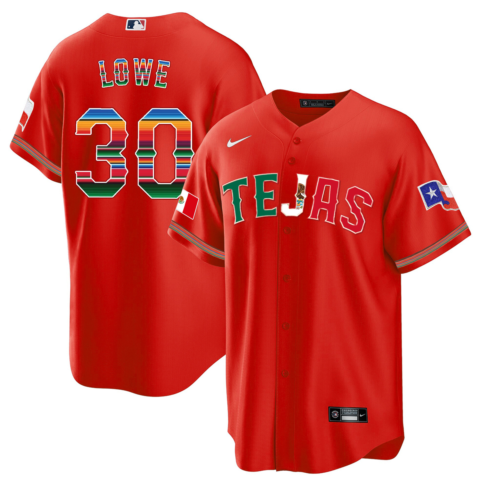Nathaniel Lowe Men's Texas Rangers Mexico Flag Red Jersey - All Stitched