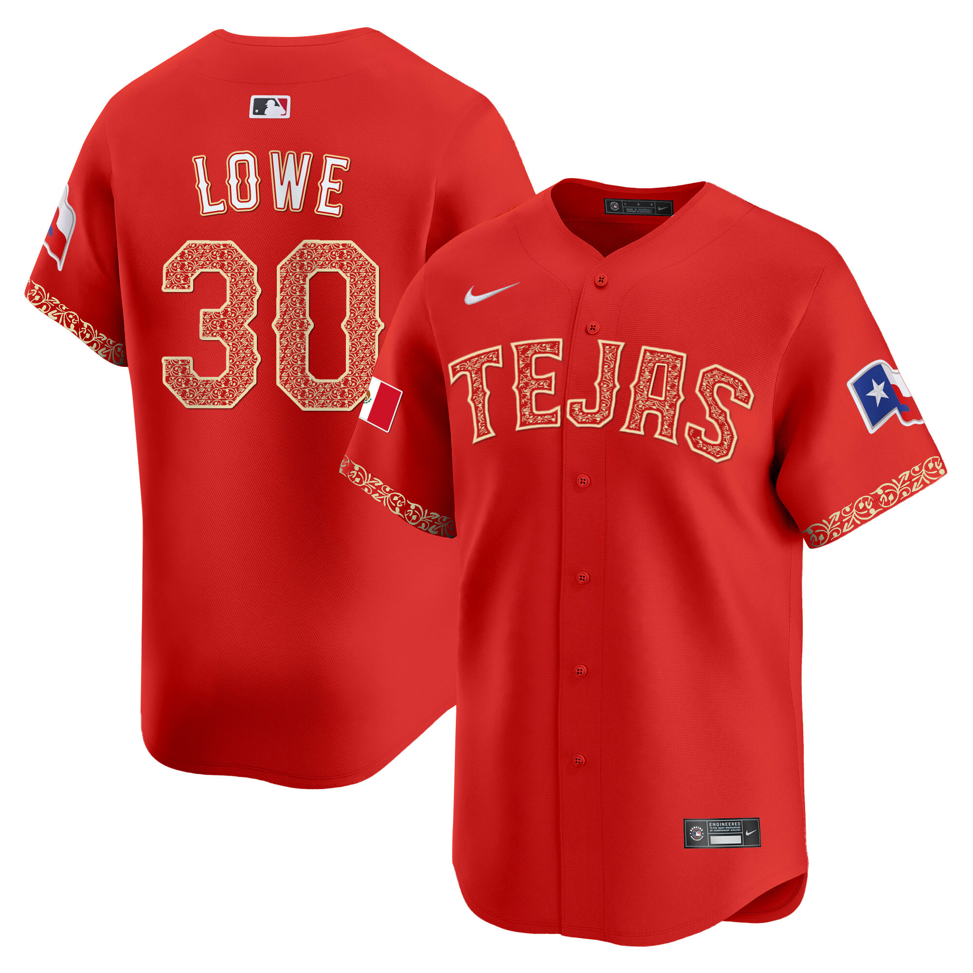 Nathaniel Lowe Men's Texas Rangers Mexico Vapor Premier Limited Red Jersey - All Stitched