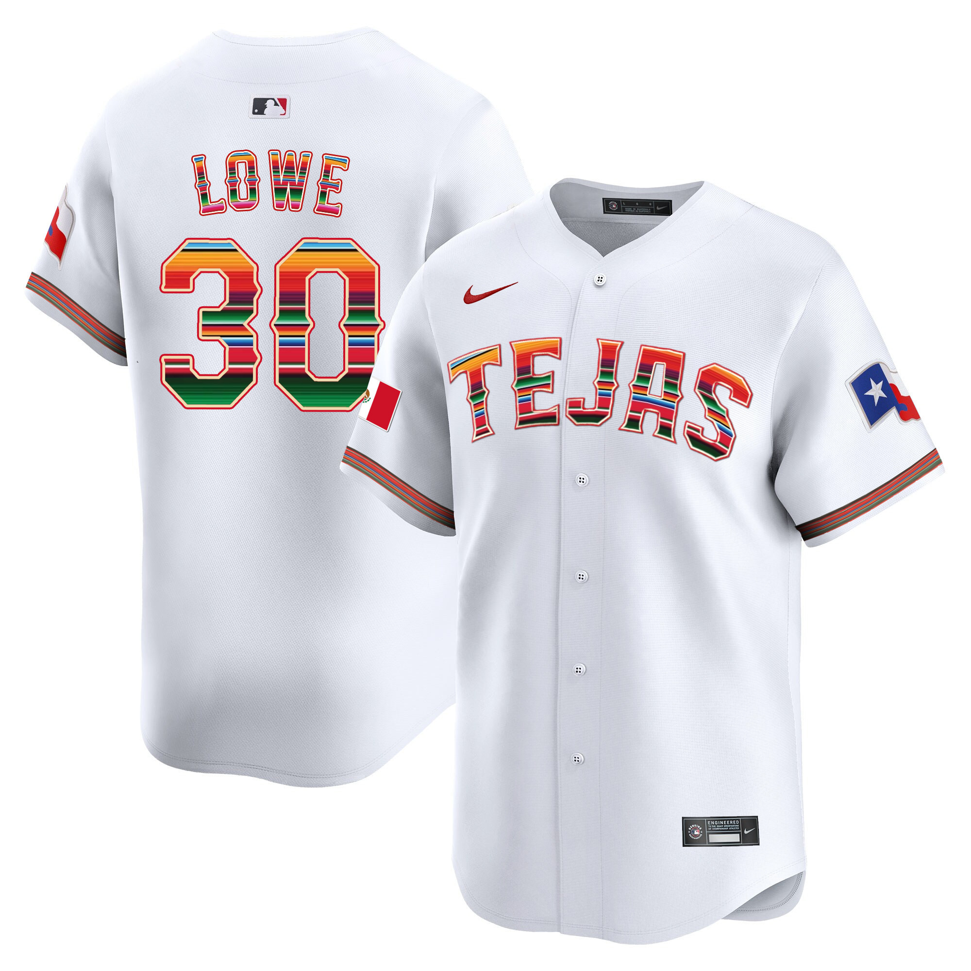 Nathaniel Lowe Men's Texas Rangers Mexico Vapor Premier Limited V2 White Jersey - All Stitched