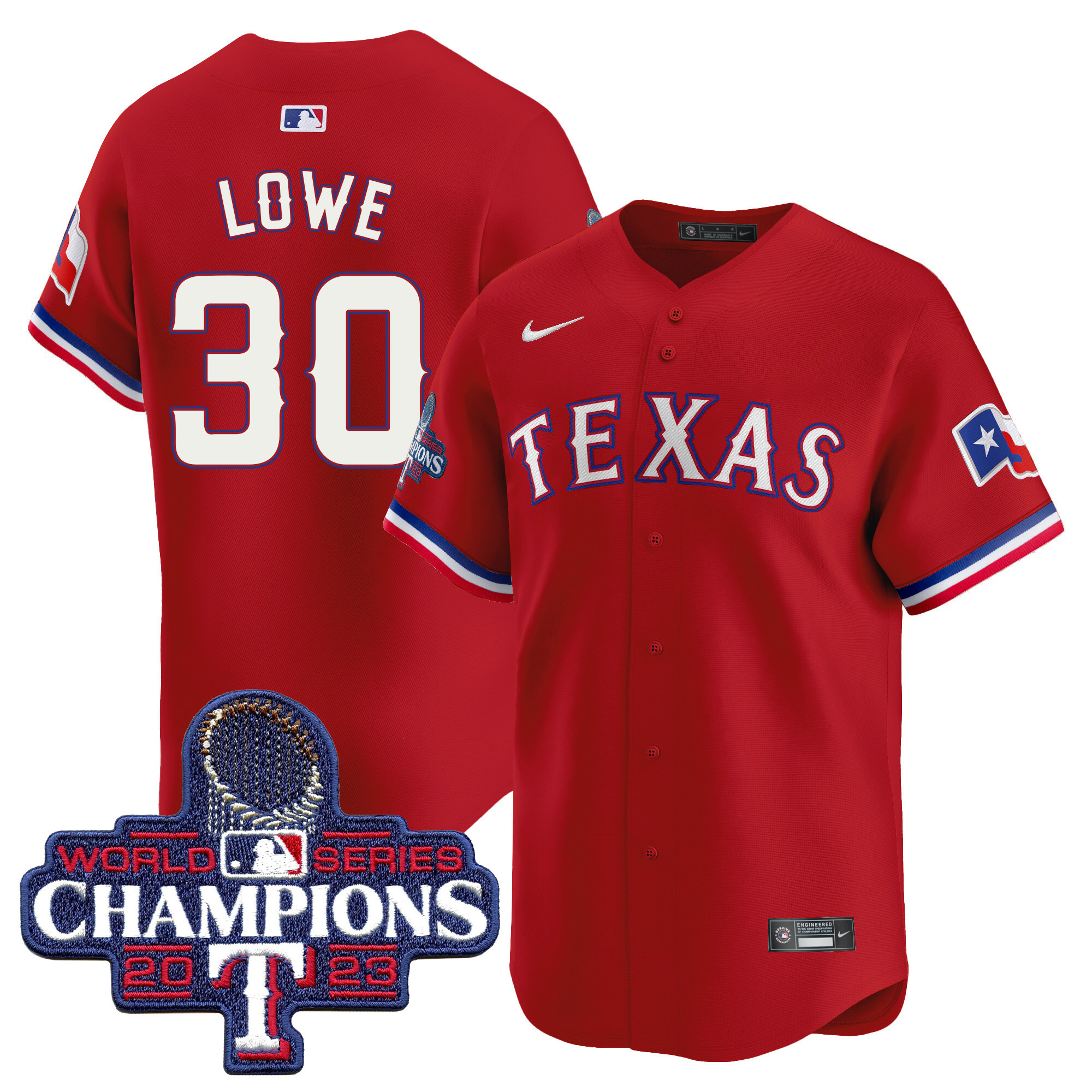 Nathaniel Lowe Men's Texas Rangers World Series Champions Vapor Premier Limited Red Jersey - All Stitched