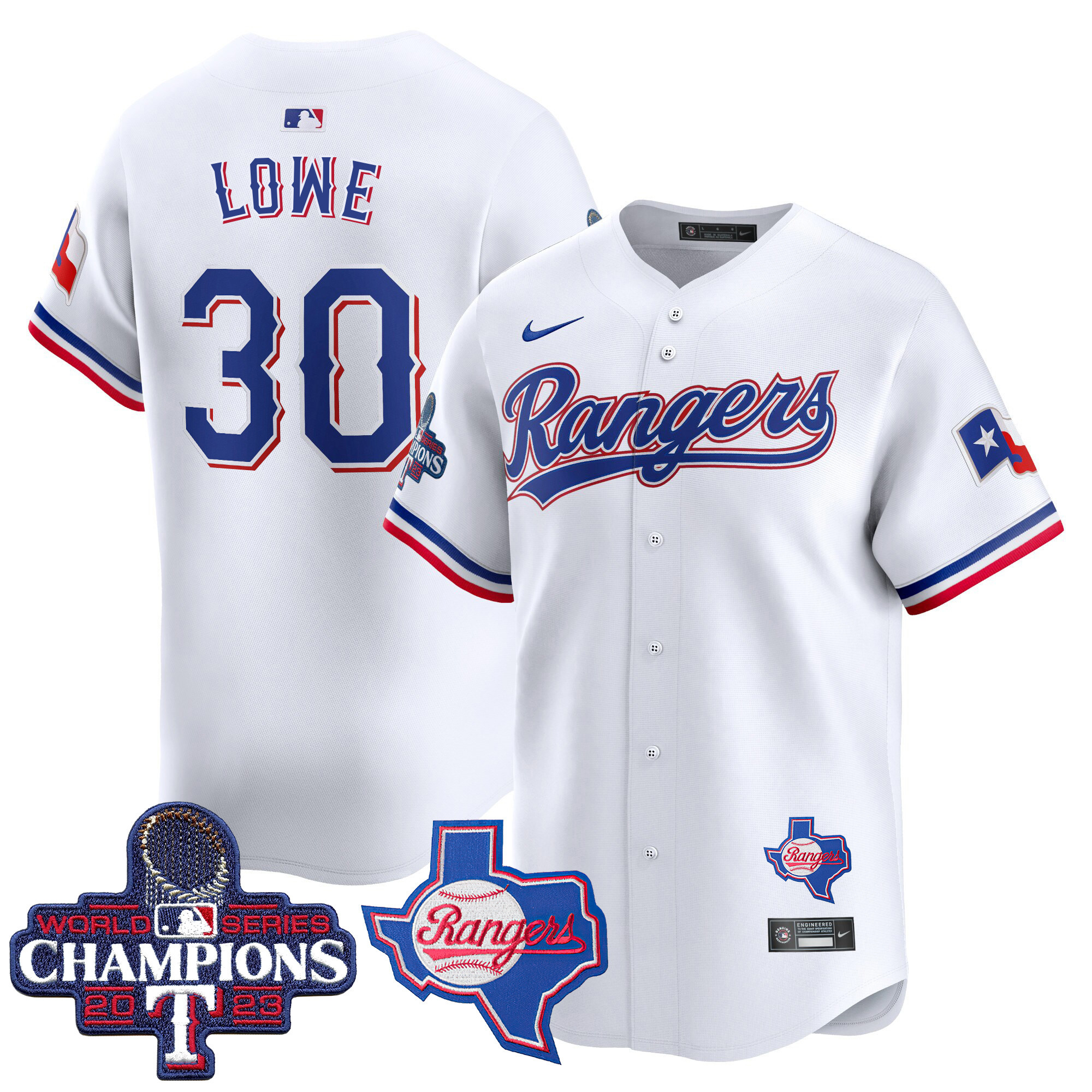 Nathaniel Lowe Men's Texas Rangers World Series Champions Vapor Premier Limited V2 White Jersey - All Stitched