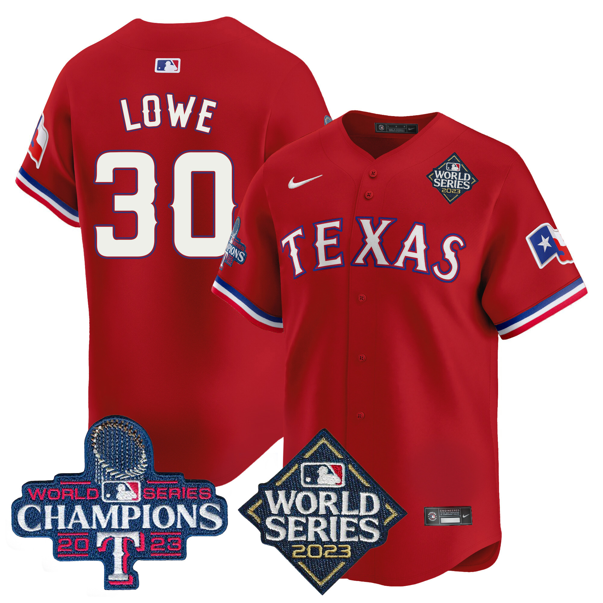 Nathaniel Lowe Men's Texas Rangers World Series Champions Vapor Premier Limited V4 Red Jersey - All Stitched