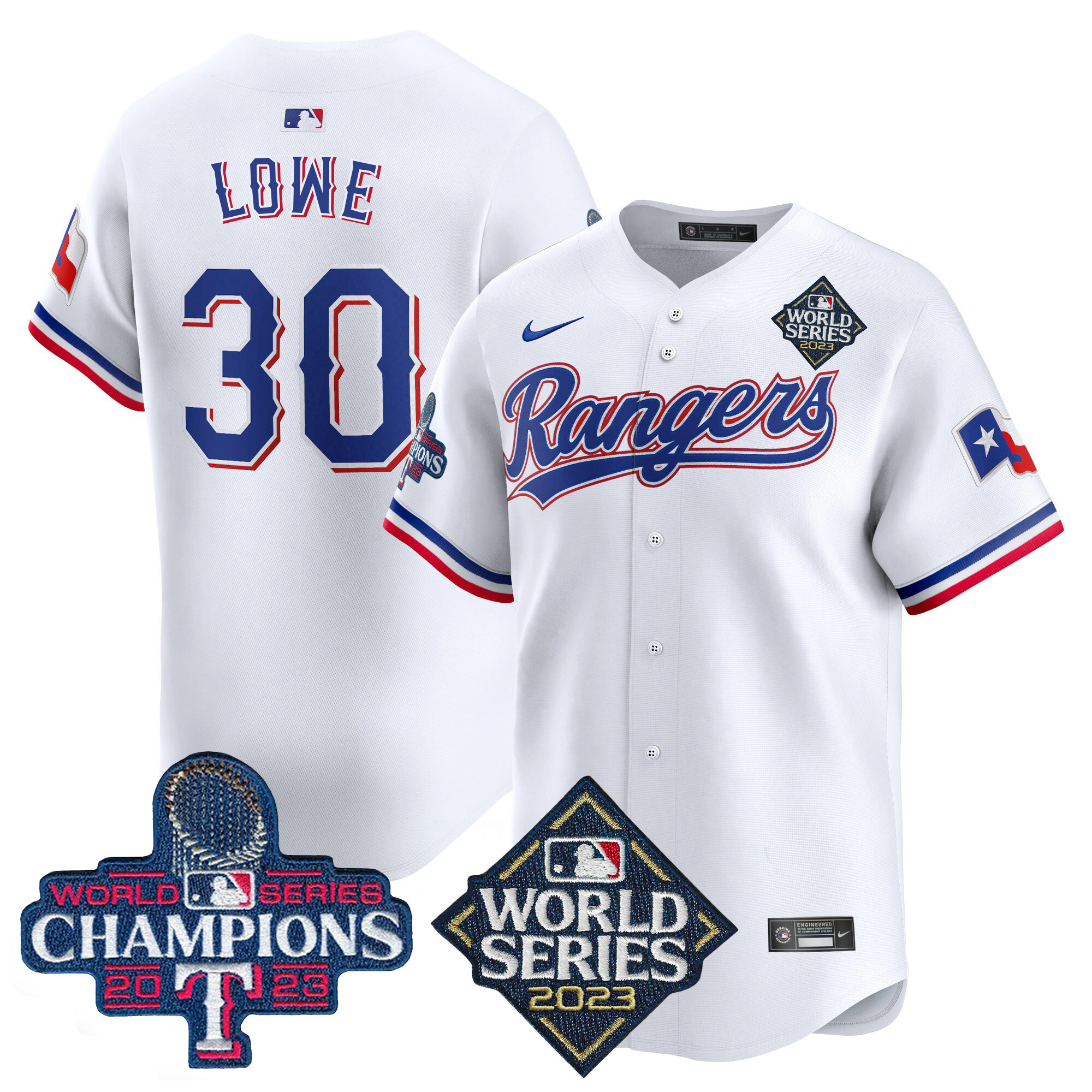 Nathaniel Lowe Men's Texas Rangers World Series Champions Vapor Premier Limited V4 White Jersey - All Stitched