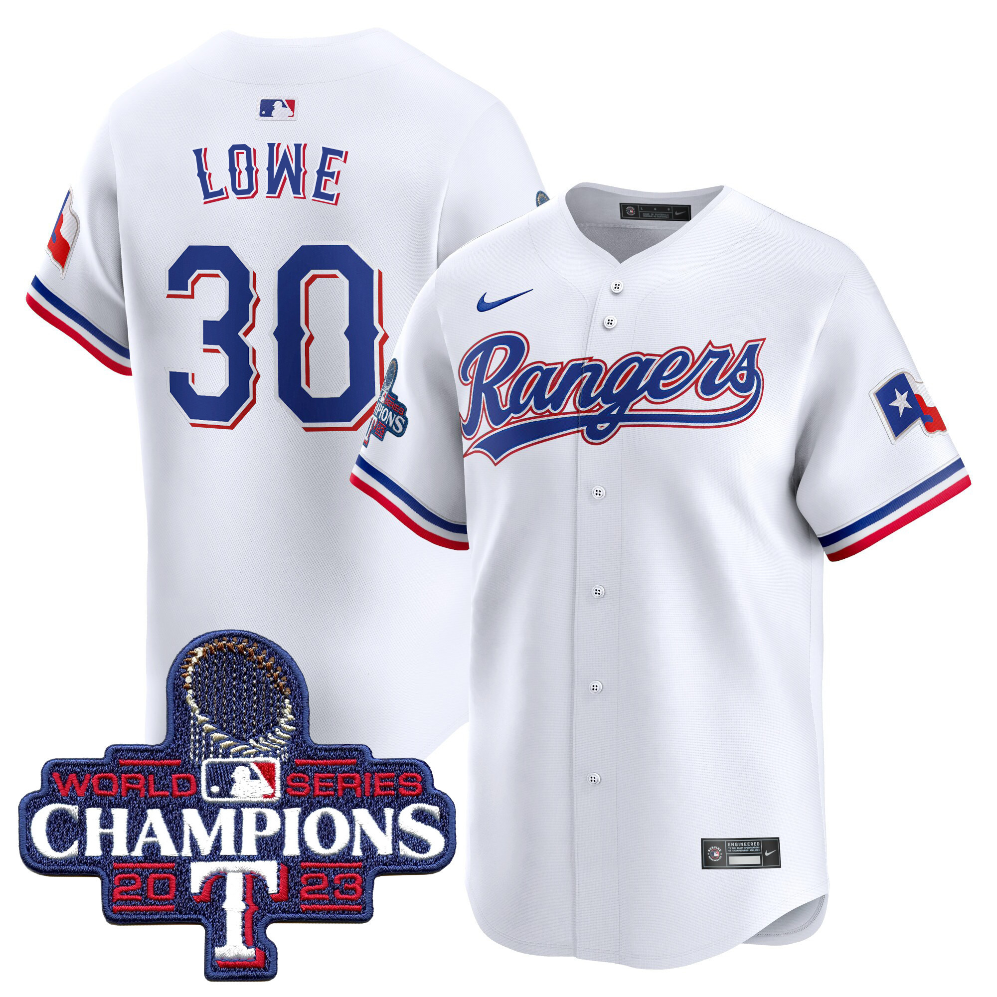 Nathaniel Lowe Men's Texas Rangers World Series Champions Vapor Premier Limited White Jersey - All Stitched