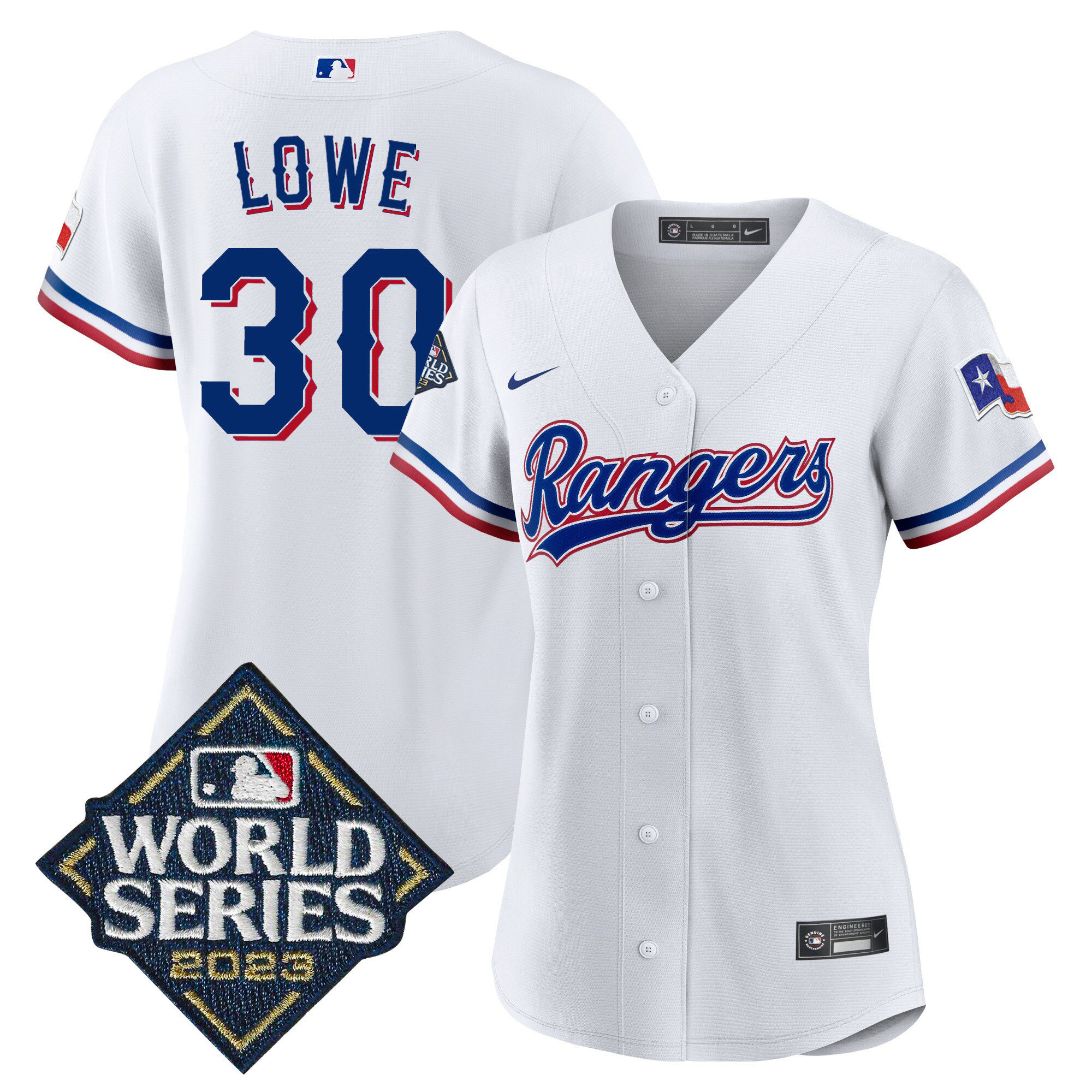 Nathaniel Lowe Women's Texas Rangers 2023 World Series Baseball White Jersey - All Stitched