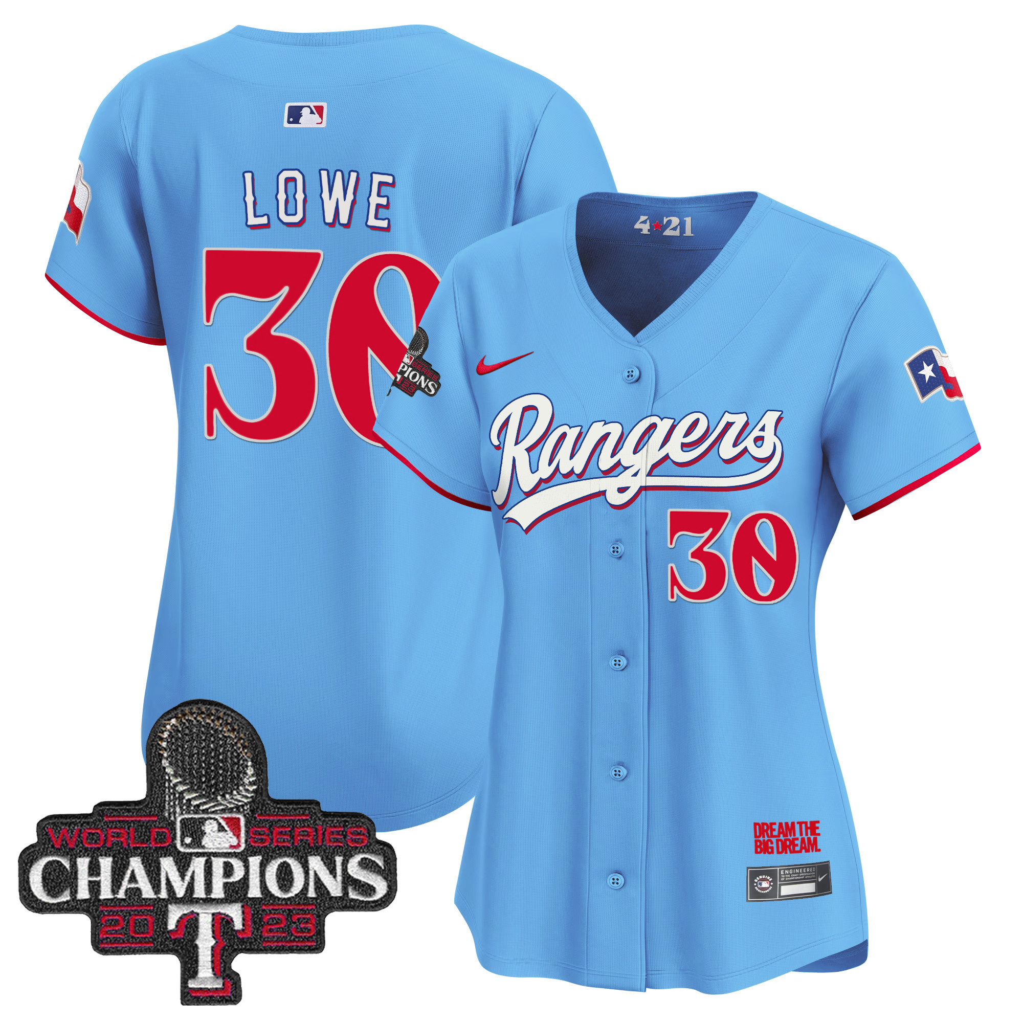 Nathaniel Lowe Women's Texas Rangers 2023 World Series Champions City Connect Vapor Premier Limited Blue Jersey - All Stitched