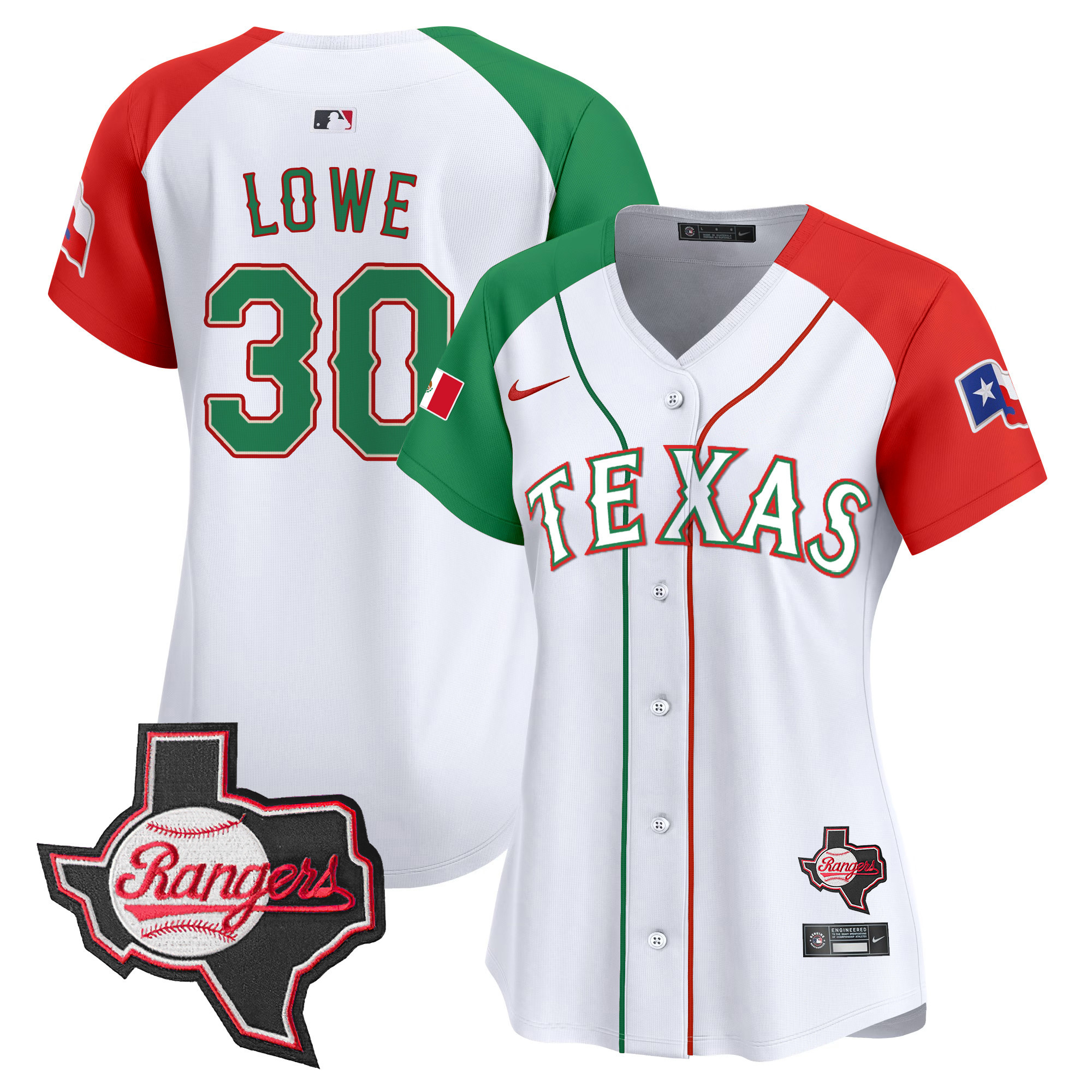 Nathaniel Lowe Women's Texas Rangers Mexico Texas Patch Vapor Premier Limited Alternate Jersey - All Stitched