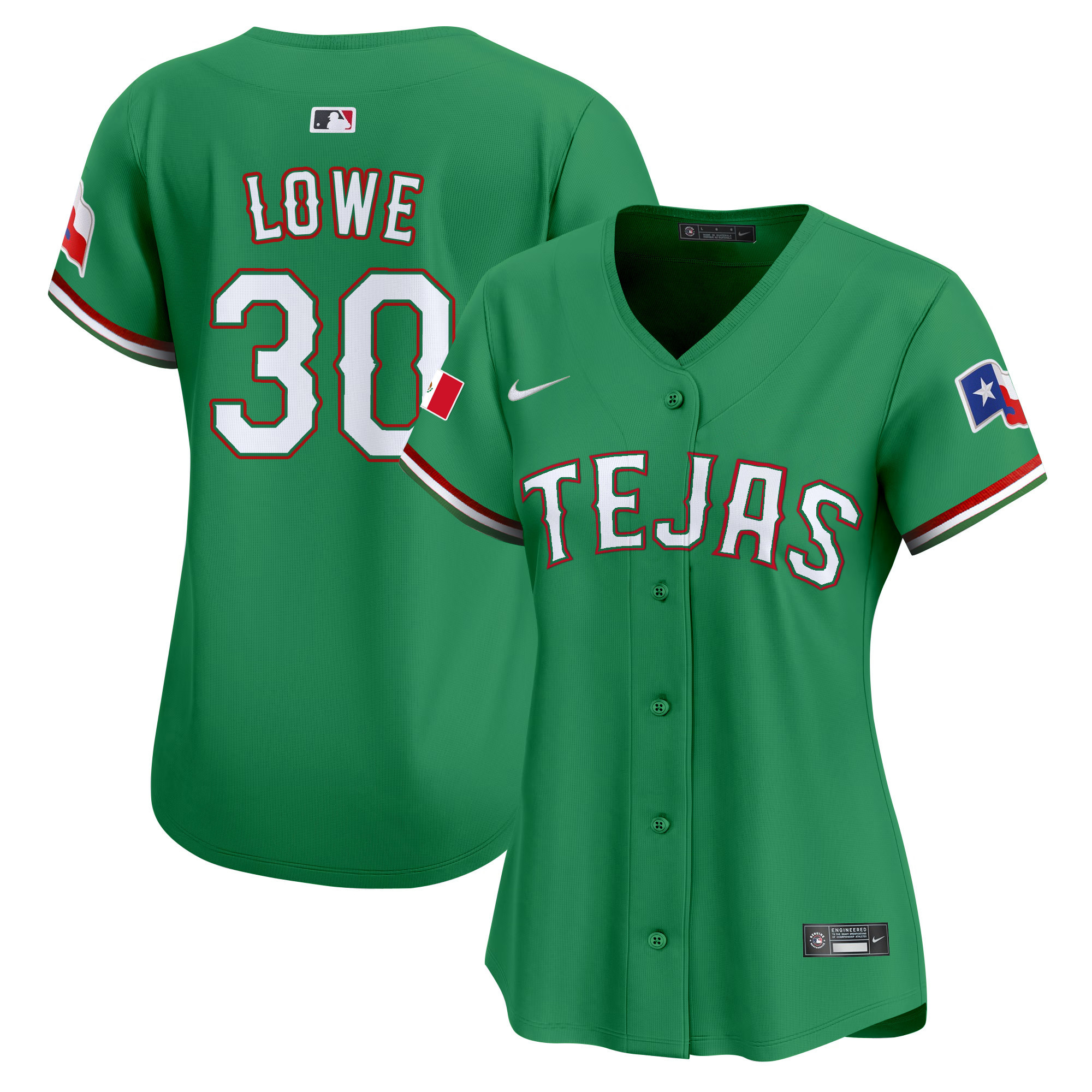 Nathaniel Lowe Women's Texas Rangers Mexico Vapor Premier Limited Green Jersey - All Stitched