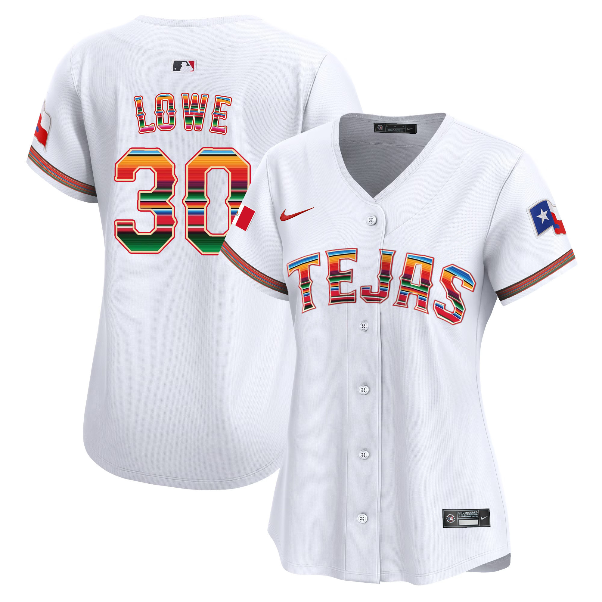 Nathaniel Lowe Women's Texas Rangers Mexico Vapor Premier Limited White Jersey - All Stitched