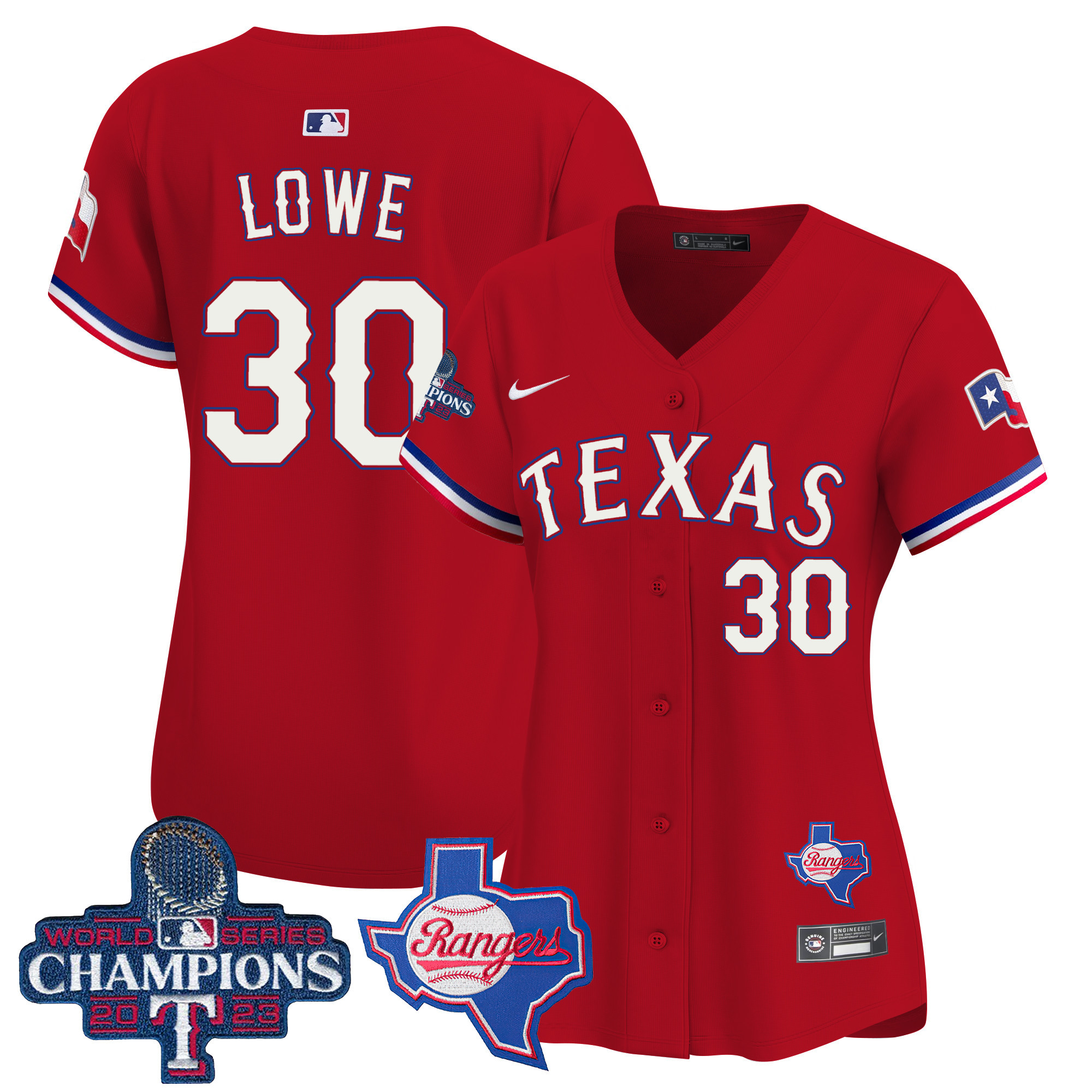 Nathaniel Lowe Women's Texas Rangers World Series Champions Vapor Premier Limited V2 Red Jersey - All Stitched