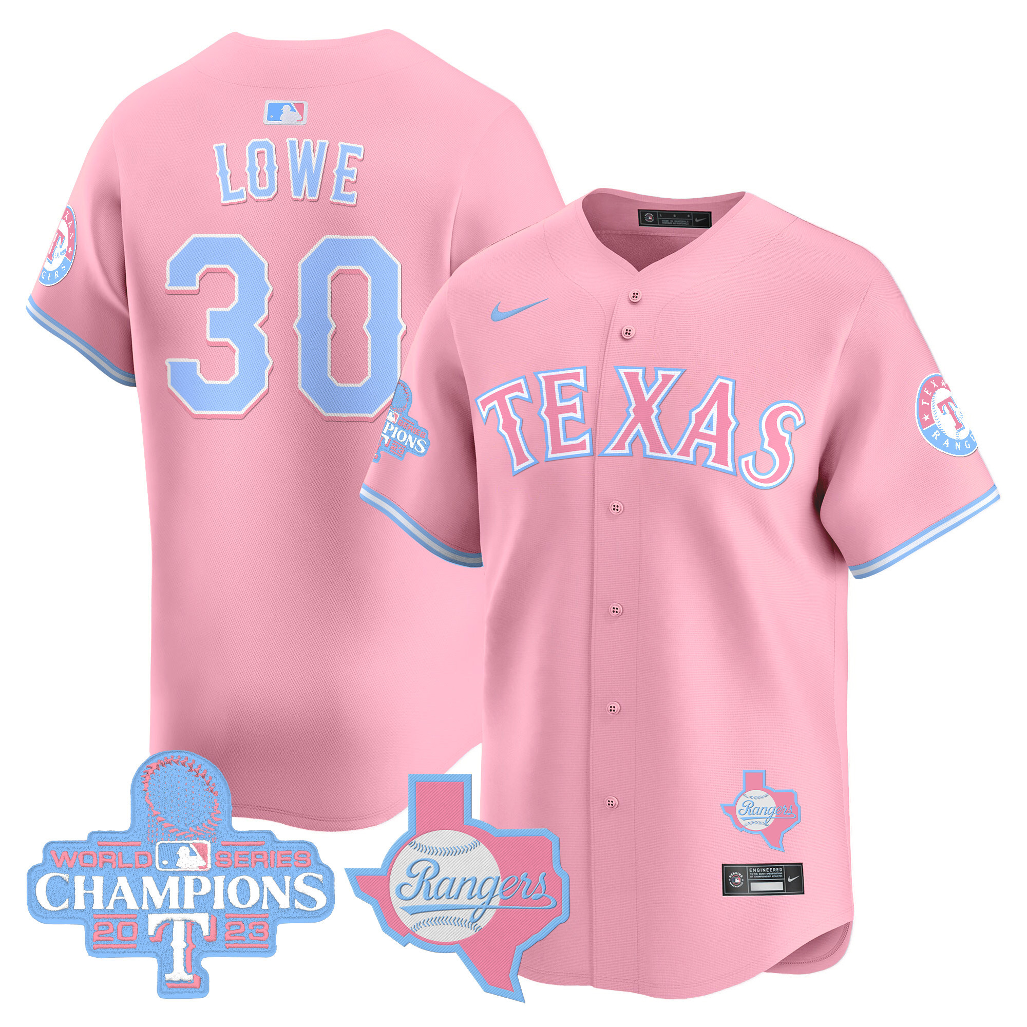 Nathaniel LoweUnisex Texas Rangers Bubblegum Pink Vapor Premier Limited Pink Jersey - All Stitched