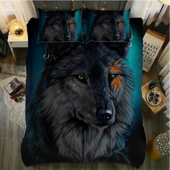 Native Wolf 3D Customized Duvet Cover Bedding Set