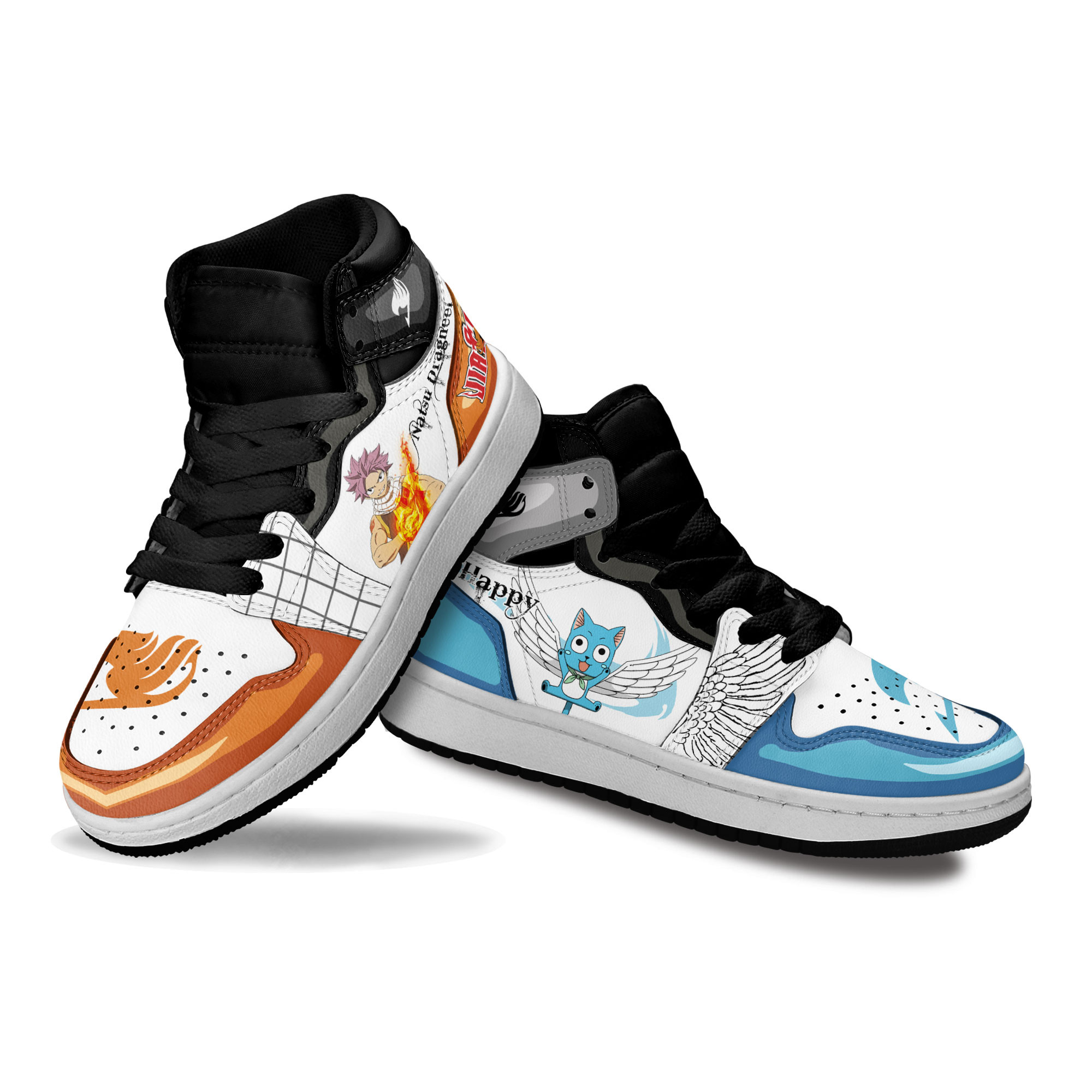 Natsu and Happy Kids Sneakers Custom Fairy Tail Anime Shoes For Kids