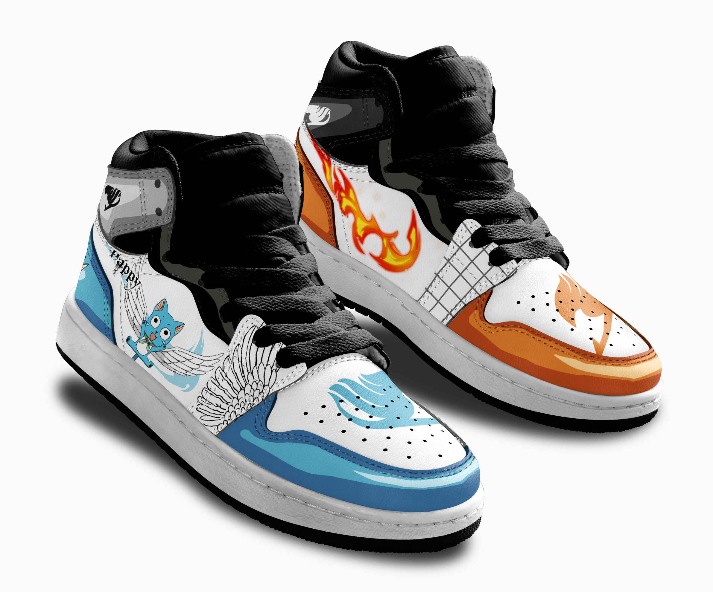 Natsu and Happy Kids Sneakers Custom Fairy Tail Anime Shoes For Kids