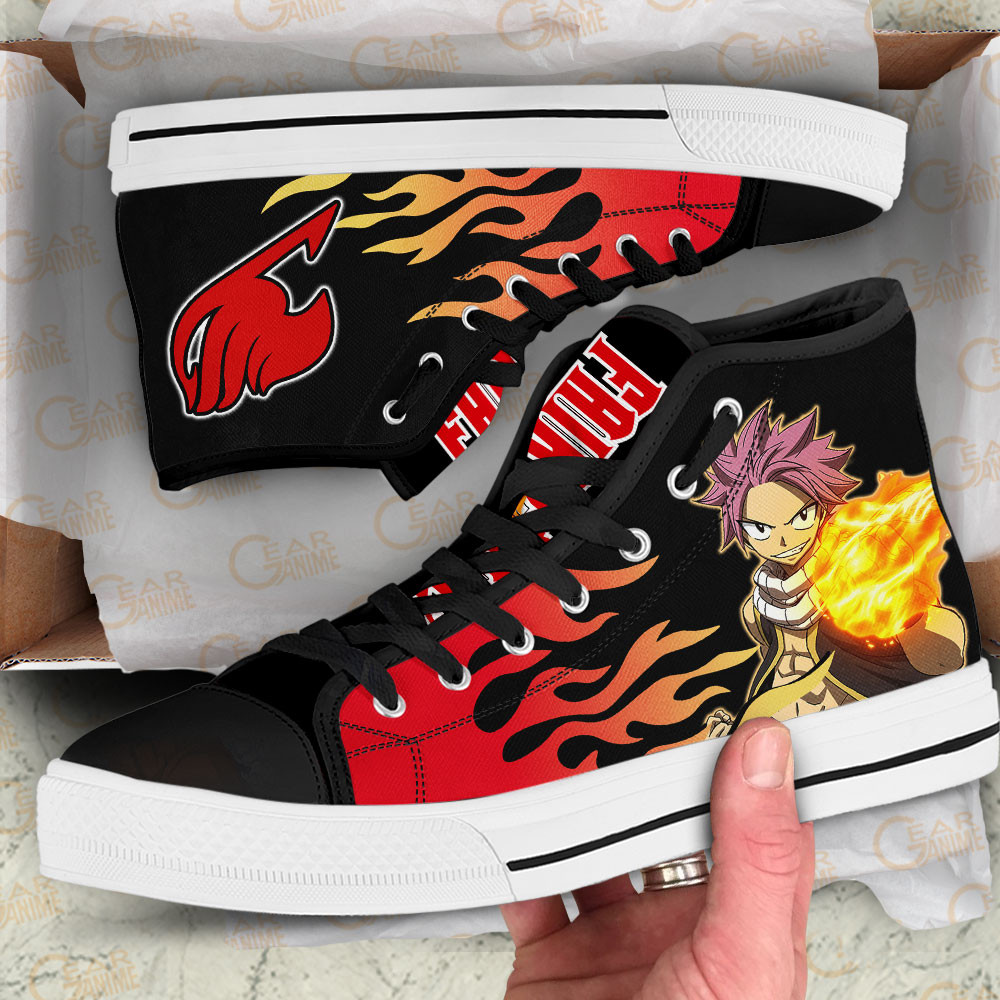 Natsu Dragneel High Top Shoes Custom Fairy Tail Sneakers Flame Style