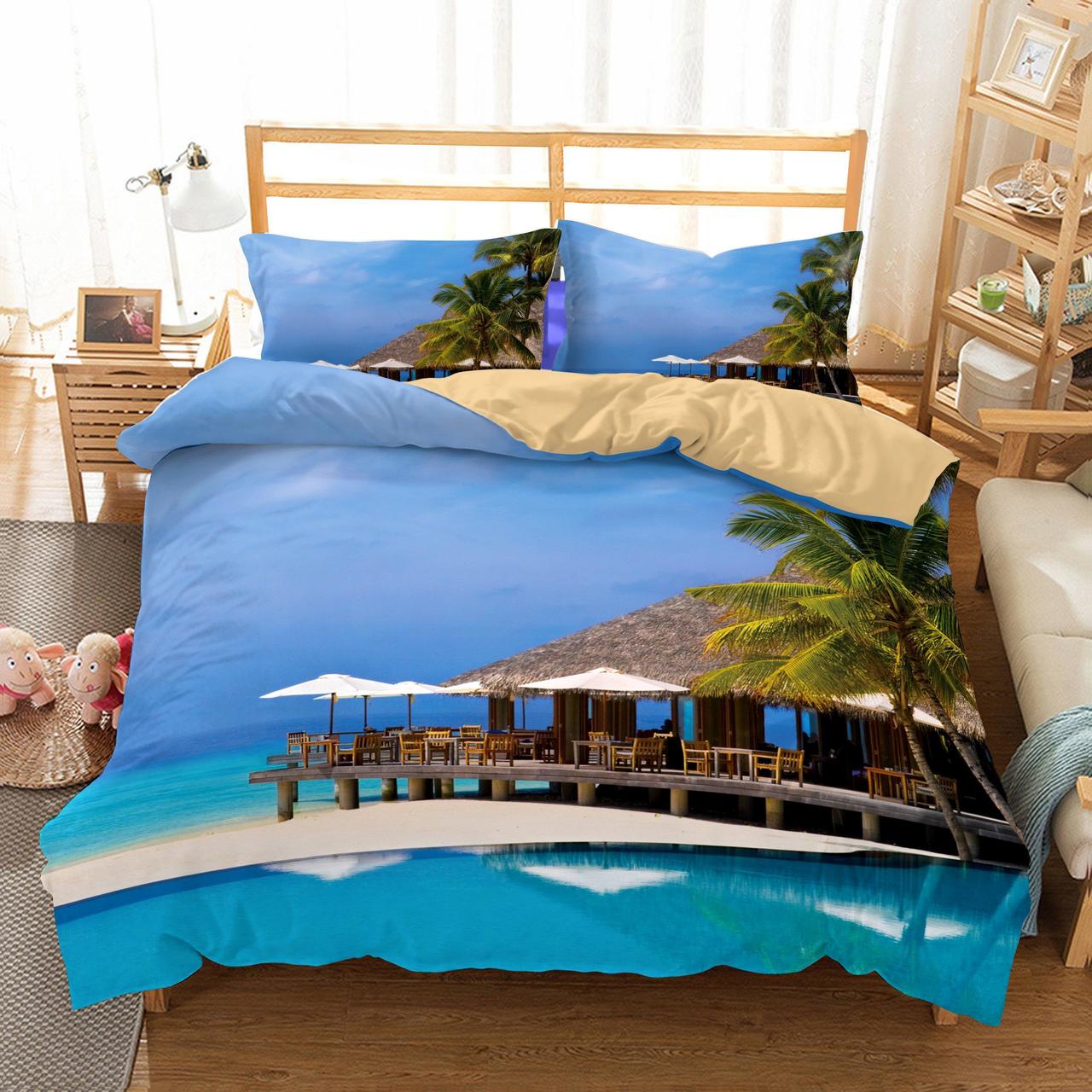 Natural Scenery Holiday Village Printed 3D Christmas Duvet Cover Bedding Set