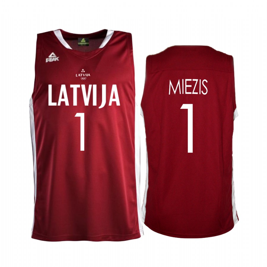 Nauris Miezis 3x3-Latvia #1 Red 2021 Tokyo Olymipcs First Gold Medal Jersey